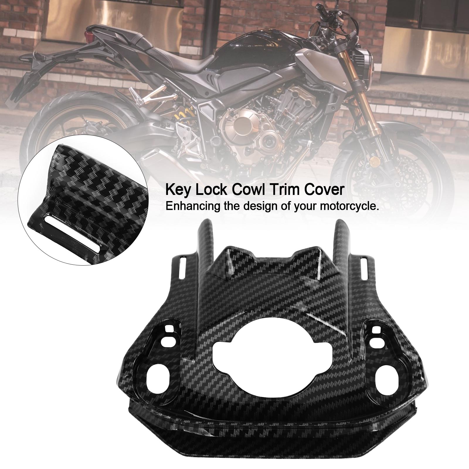 Embellecedor de capó de cerradura de llave delantera de carbono para Honda CB650R CBR650R 2019-2021 genérico