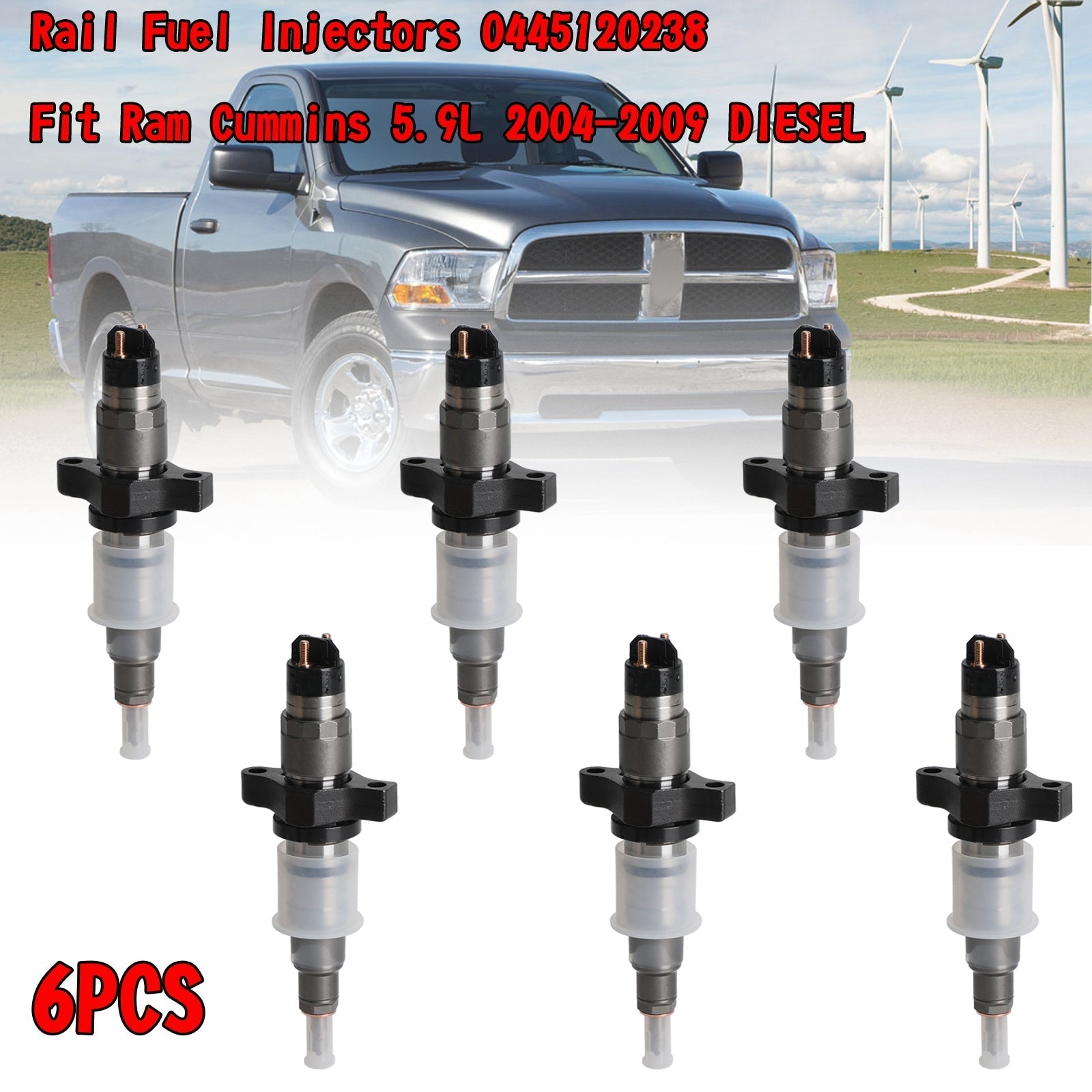 2004-2009 Dodge Ram Cummins 5.9L DIESEL Rail Injecteurs de carburant 0445120238 pour générique