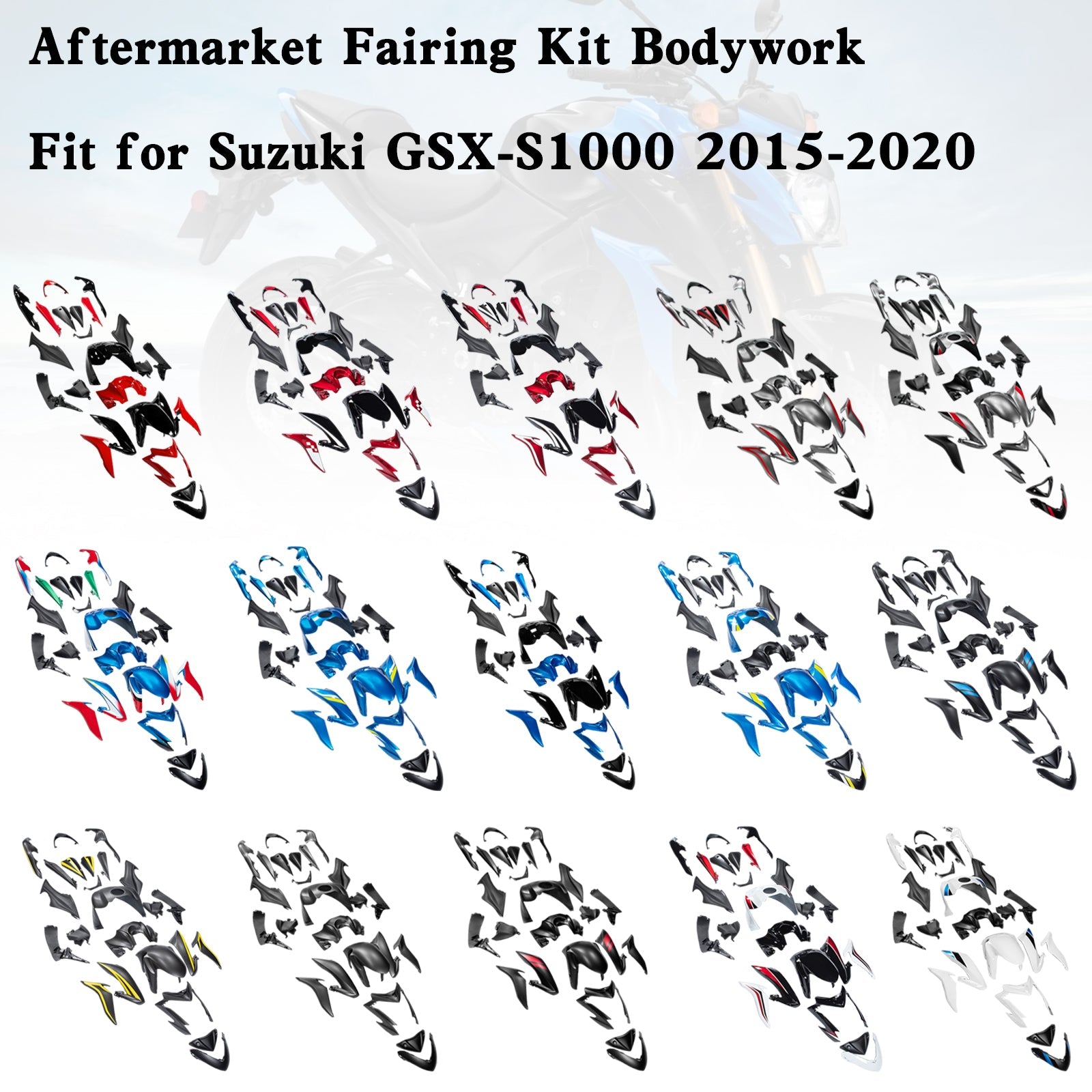 Kit de carénage de carrosserie en plastique Amotopart Suzuki GSX-S 1000 2015-2020