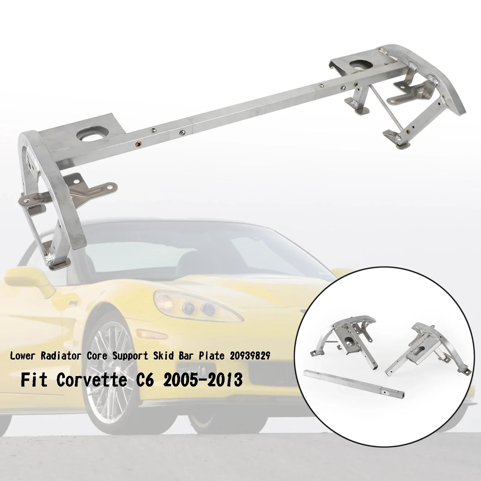 2005-2013 Corvette C6 Plaque de barre de protection inférieure pour support de radiateur 20939829