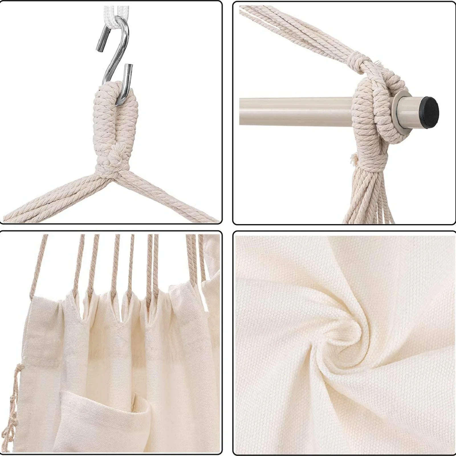 Chaise de hamac 'intérieur/extérieure accrochant la balançoire de corde avec des coussins portant la charge 150KG