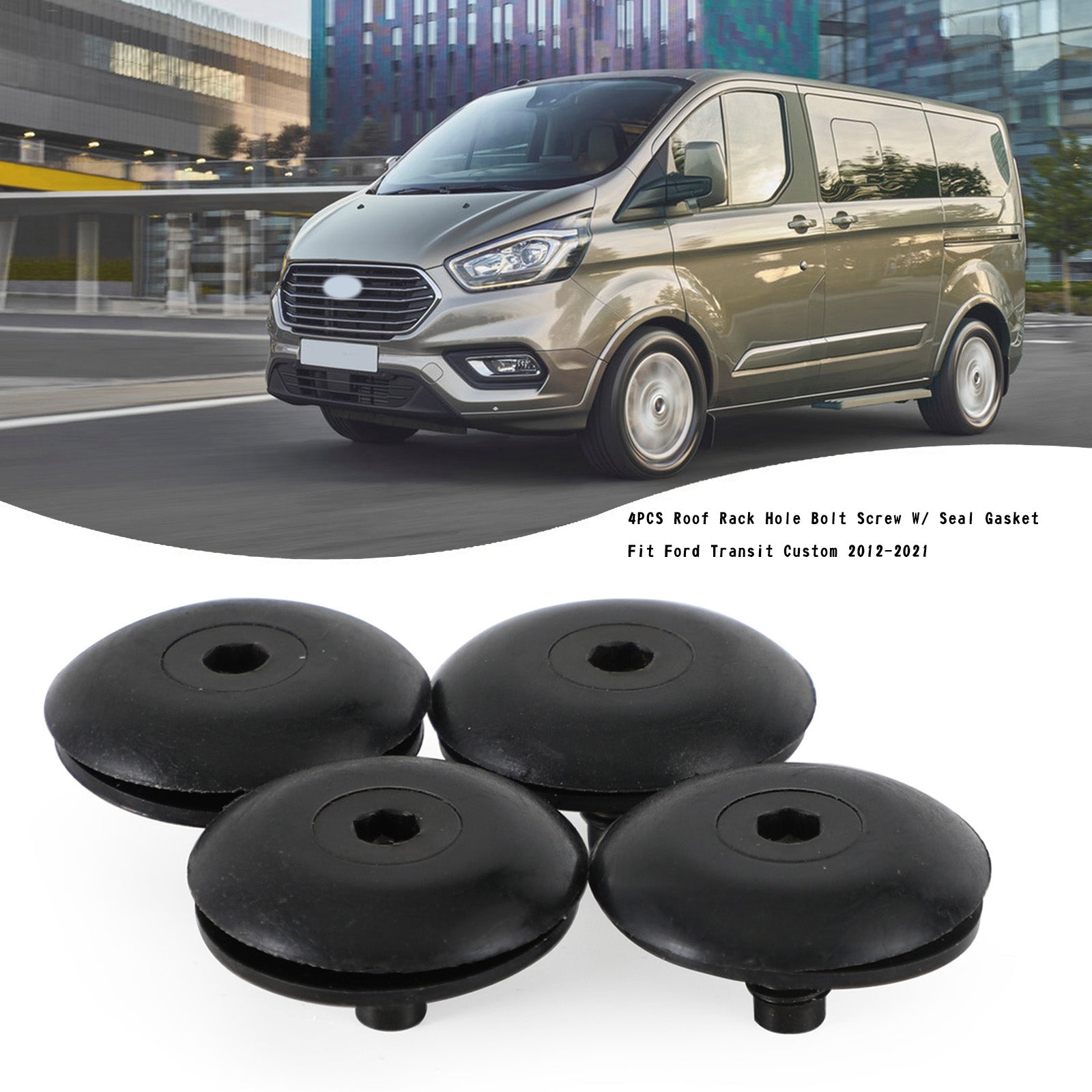 Juego de 4 tornillos para pernos de orificio de portaequipajes con junta para Ford Transit Custom 2012-2021 Genérico