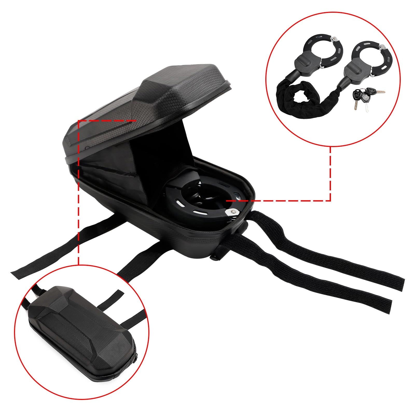 Serrure de Scooter électrique de vélo de moto avec clé serrure de chaîne de 60 cm antivol avec sac