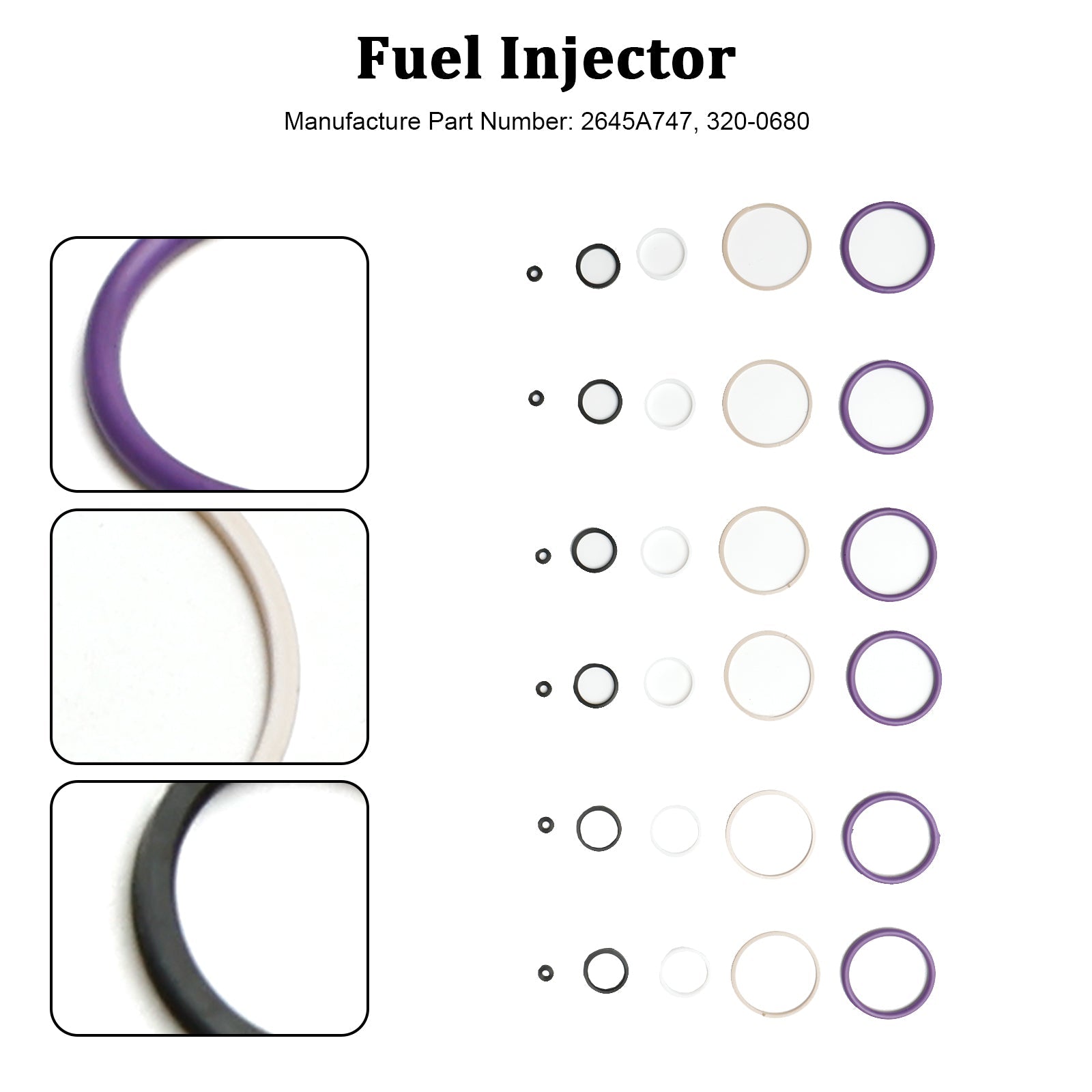 Kit guarnizioni O-ring iniettore carburante 6 pezzi per Caterpillar C7 Fit CAT C7 interno