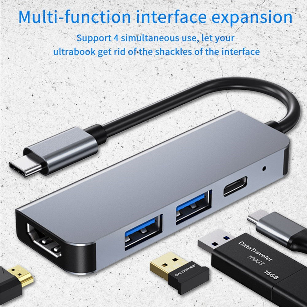 4-en-1 vers HD USB C USB3.0 PD Type-C HUB Adaptateur Dock pour Mac Windows PC