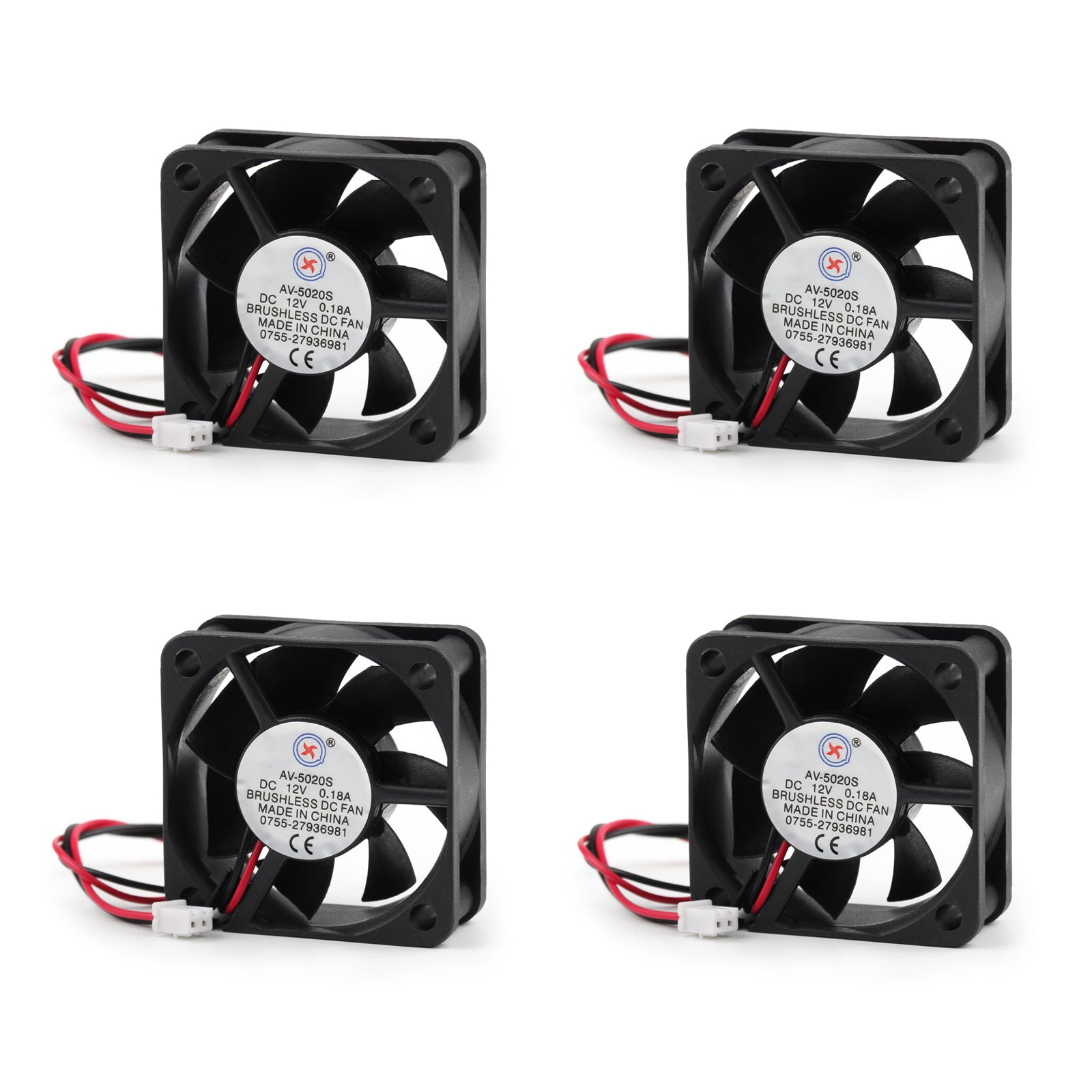 4 pièces DC Brushless refroidissement PC ordinateur ventilateur 12V 0.18A 5020s 50x50x20mm 2 broches ventilateur