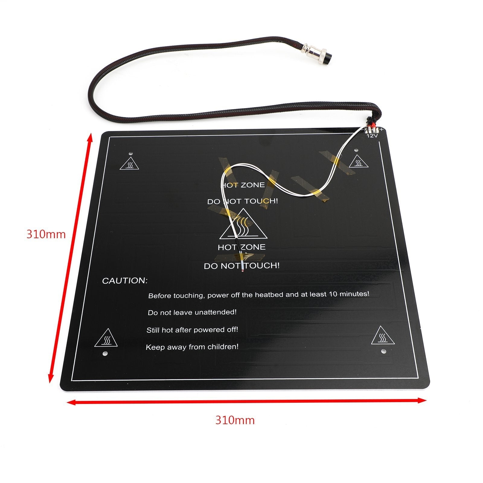 Lit chauffant en aluminium pour imprimante 3D 310x310x3mm 12V avec câble pour Creality CR10 CR10S