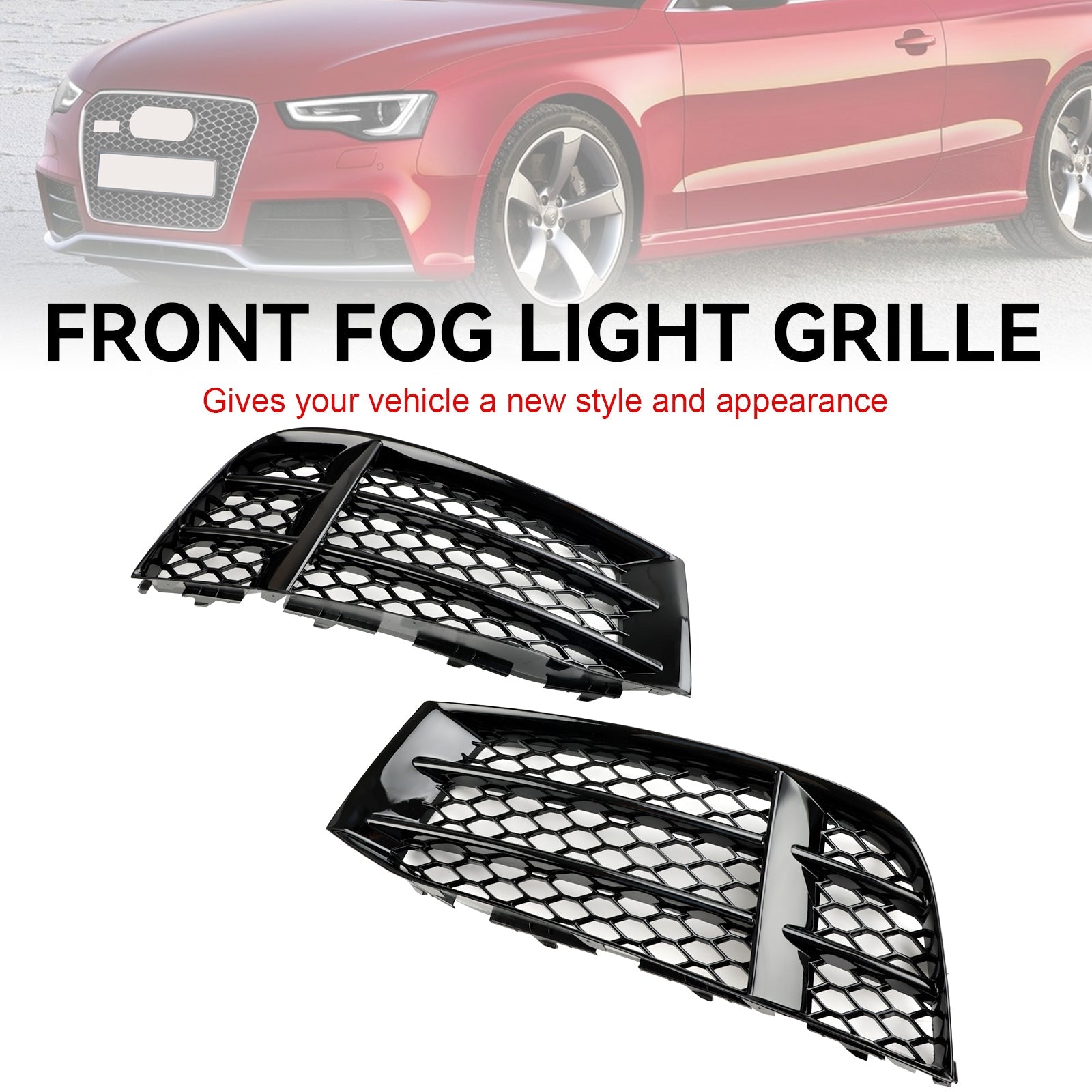 Audi RS5C Cabriolet QU. Grille de couverture de phare antibrouillard inférieur de pare-chocs avant 2013 – 2016