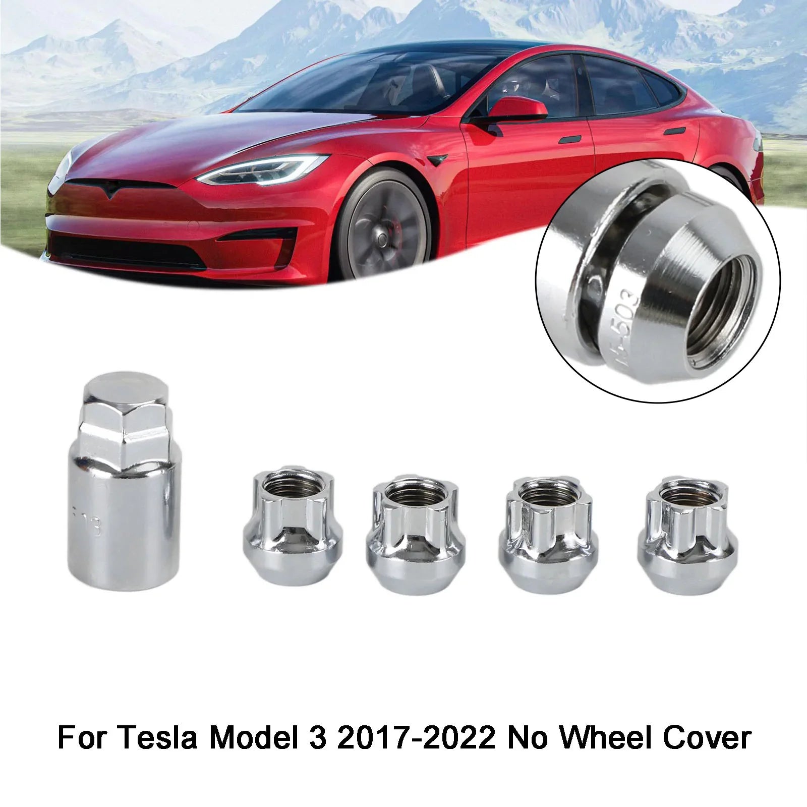 Tesla Model S/3/X/Y All Year Chrome M14¡Á1.5 Lot de 4 écrous de roue