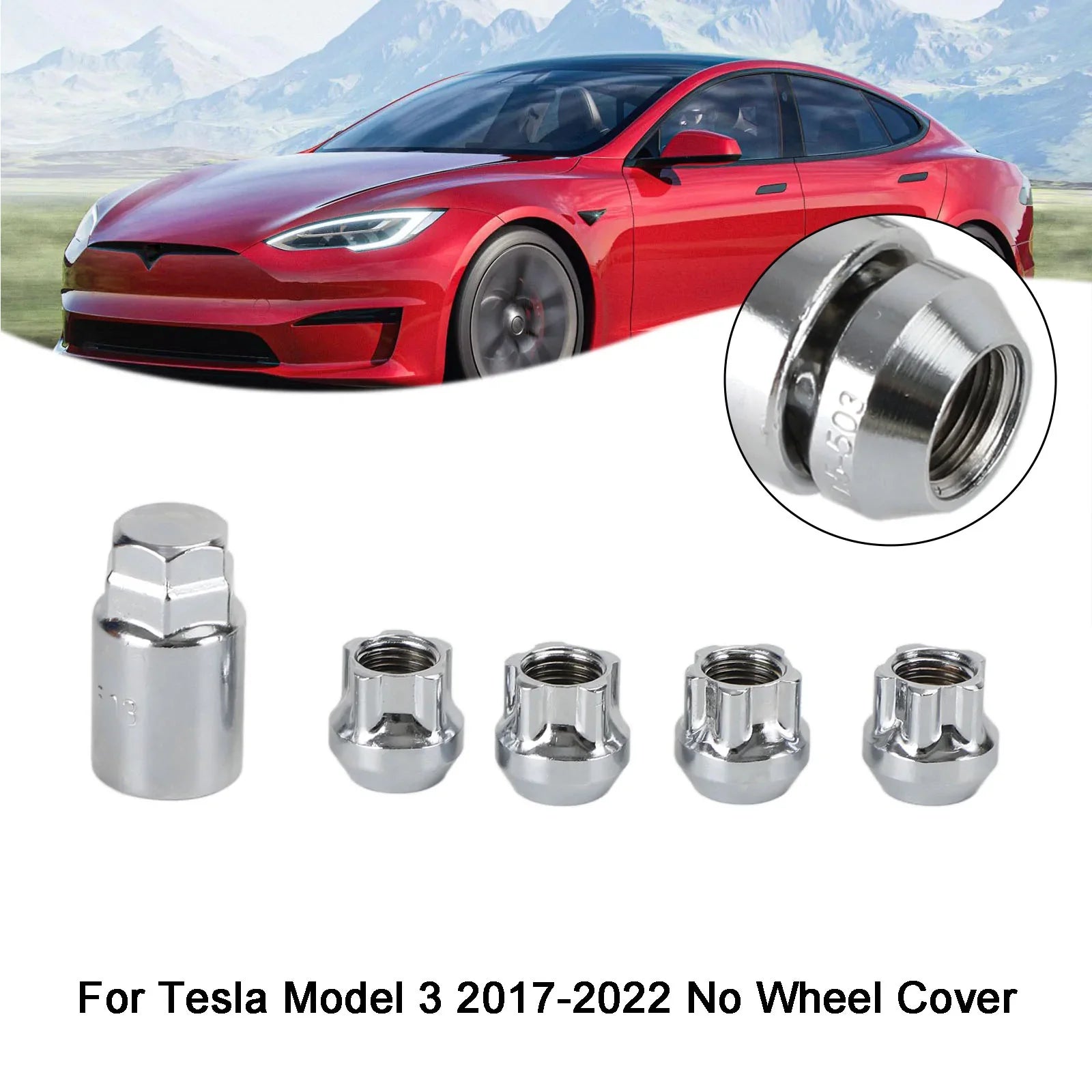 Tesla Model S/3/X/Y All Year Chrome M14¡Á1.5 Lug Nuts Juego de 4