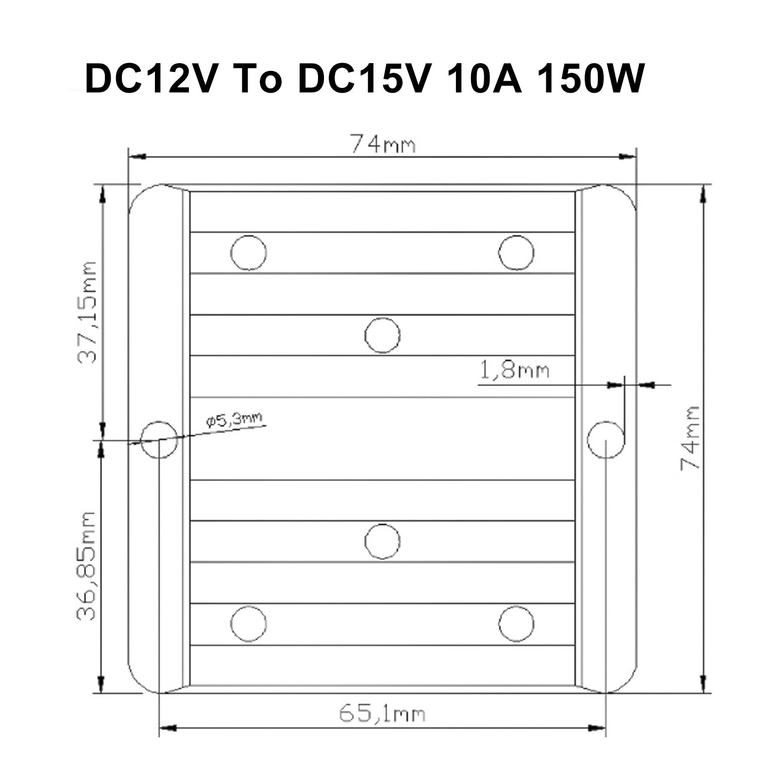 DC-DC 12V-15V 10A 150W Step Up Régulateur de convertisseur d'alimentation de voiture étanche