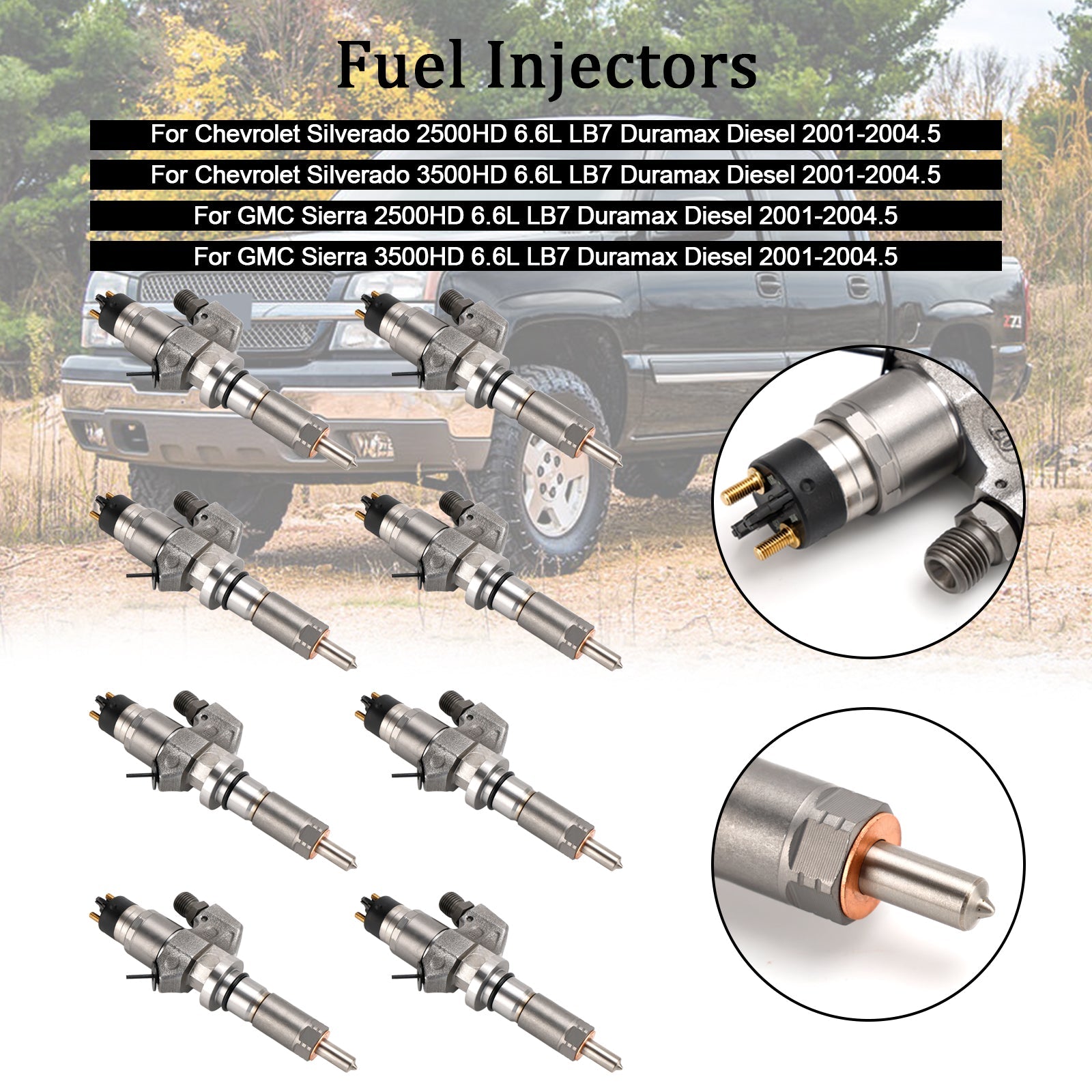 8 inyectores de combustible 0445120008 para Duramax Fit Chevy Silverado 2001-2004,5