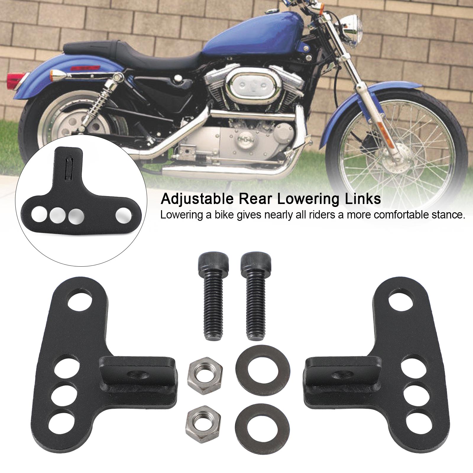 Kit de caída de eslabones de descenso traseros ajustables de 1-3 "para Sportster XL883 1200 1988-1999 Genérico