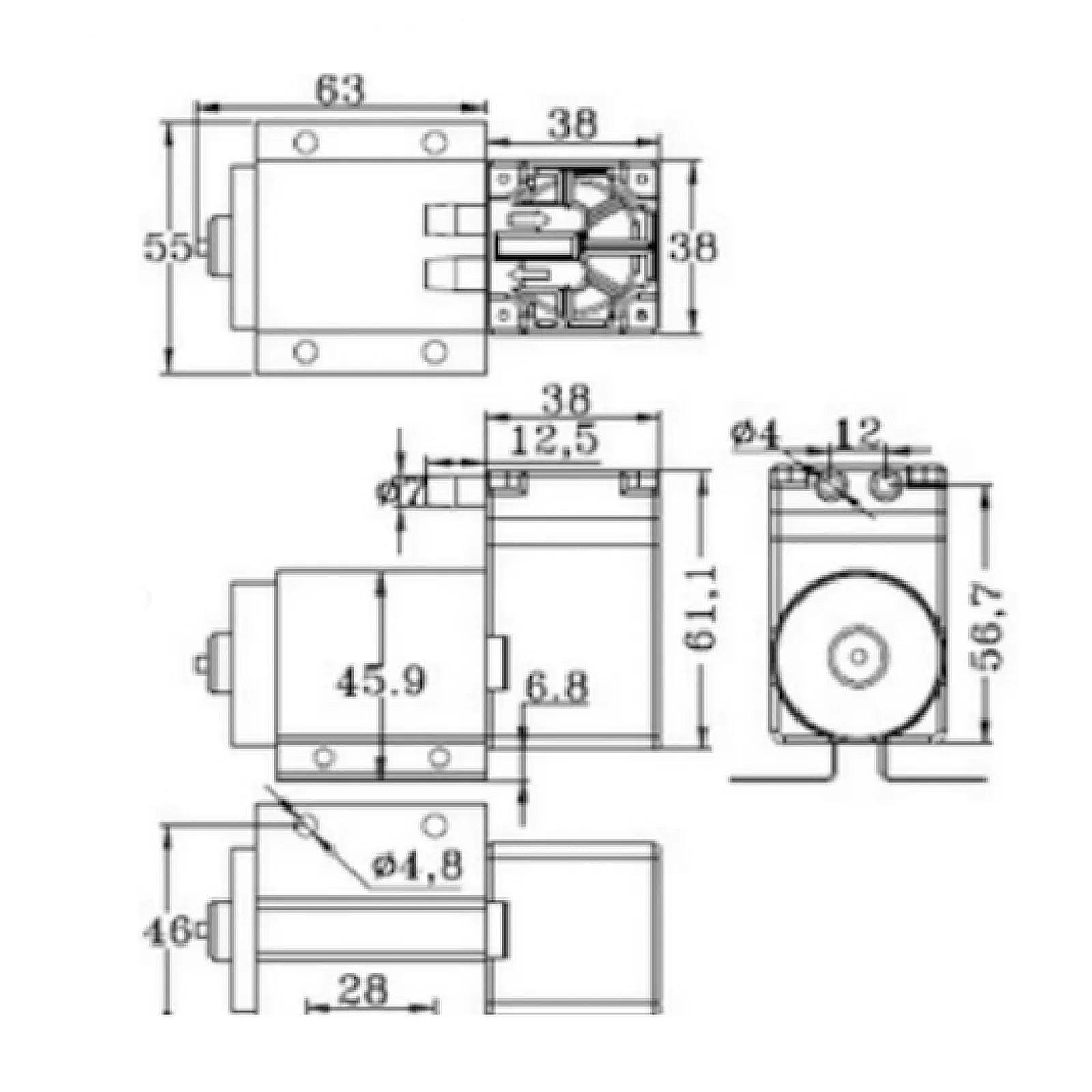 Pompe d'aspiration à pression négative DC12V Mini pompe à vide 5L/min 65kpa avec support