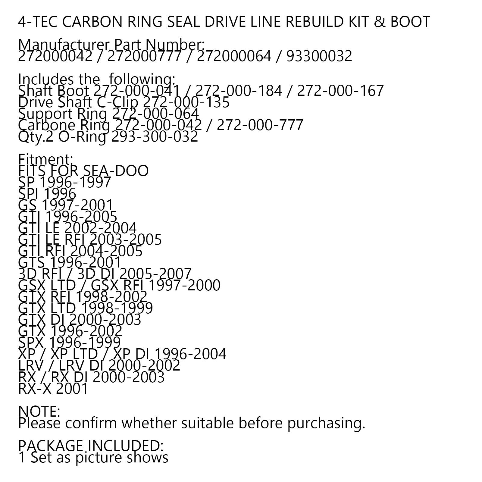 Sea Doo 717 720 787 800 951 Carbon Drive Line Kit di avviamento e riparazione