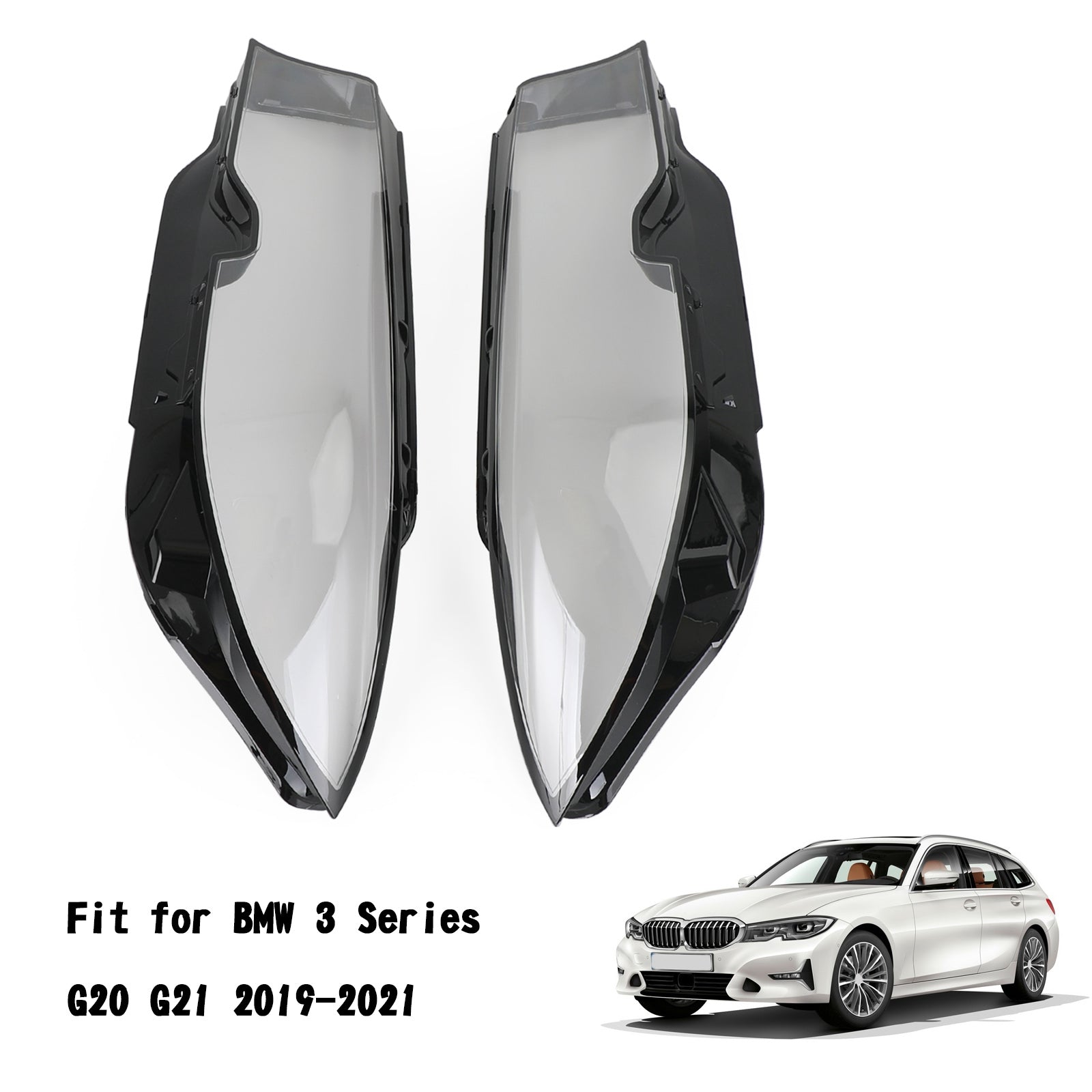 2019-2021 BMW Série 3 G20 G21 Coque de protection en plastique pour lentille de phare gauche + droite générique