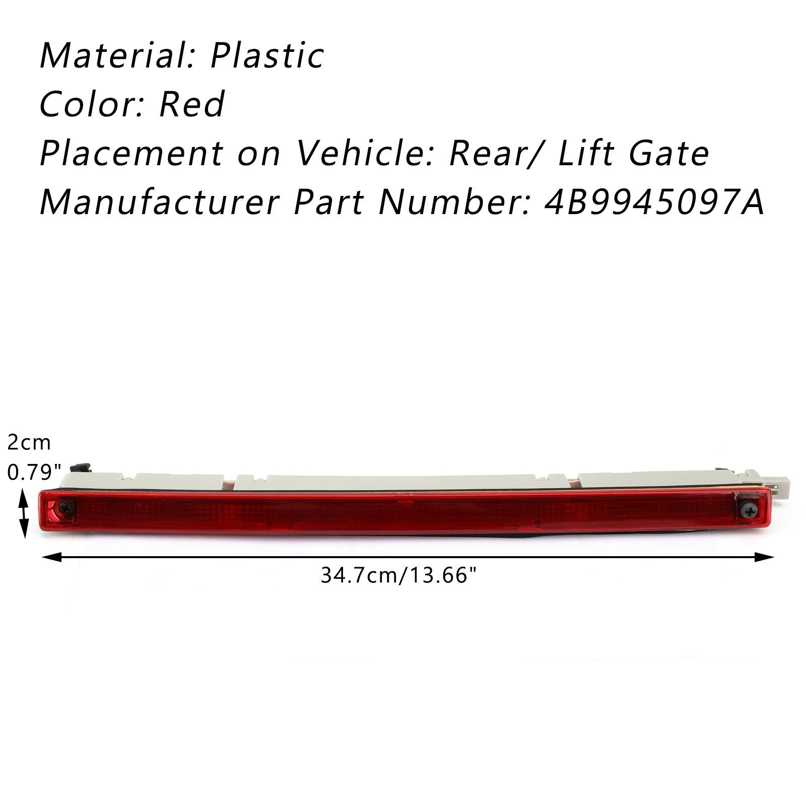 Tercera luz de freno para Audi A6 Allroad Quattro Wagon 4B9945097A Genérico