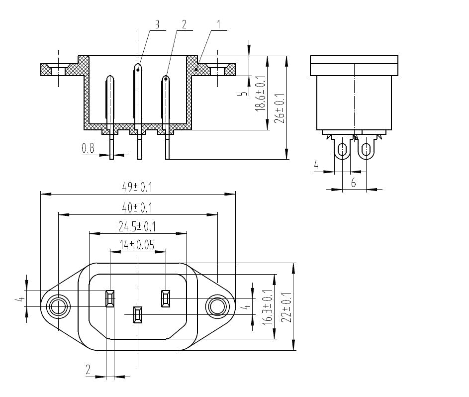 5 pièces IEC320 C14 3 broches montage à vis mâle prise de courant 10A 250V pour bateau bricolage AC-04