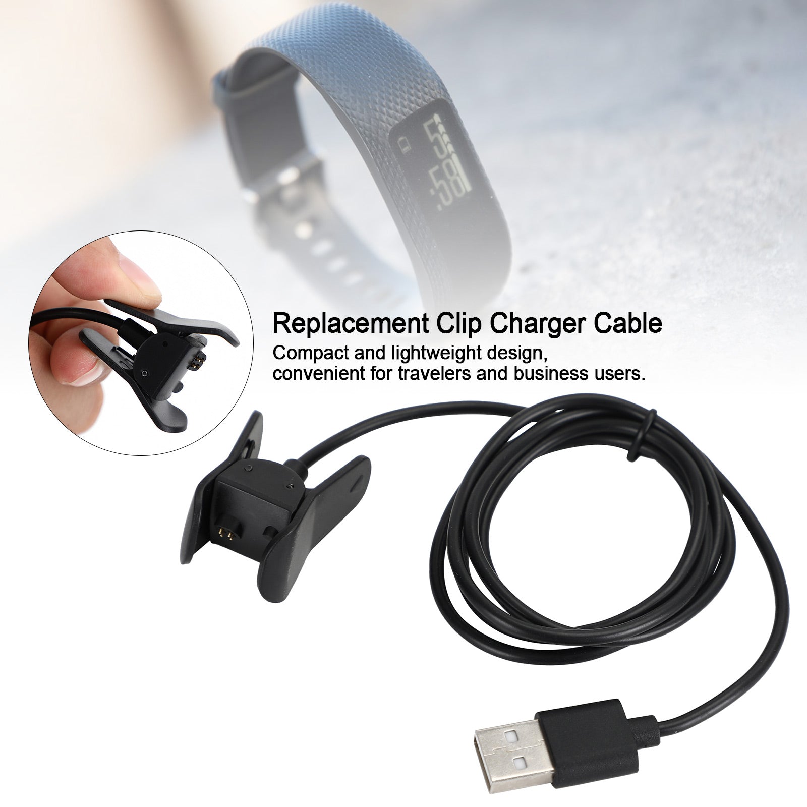 Câble de clip de charge de remplacement de chargeur de données USB de 1 m pour montre intelligente vivosmart 3