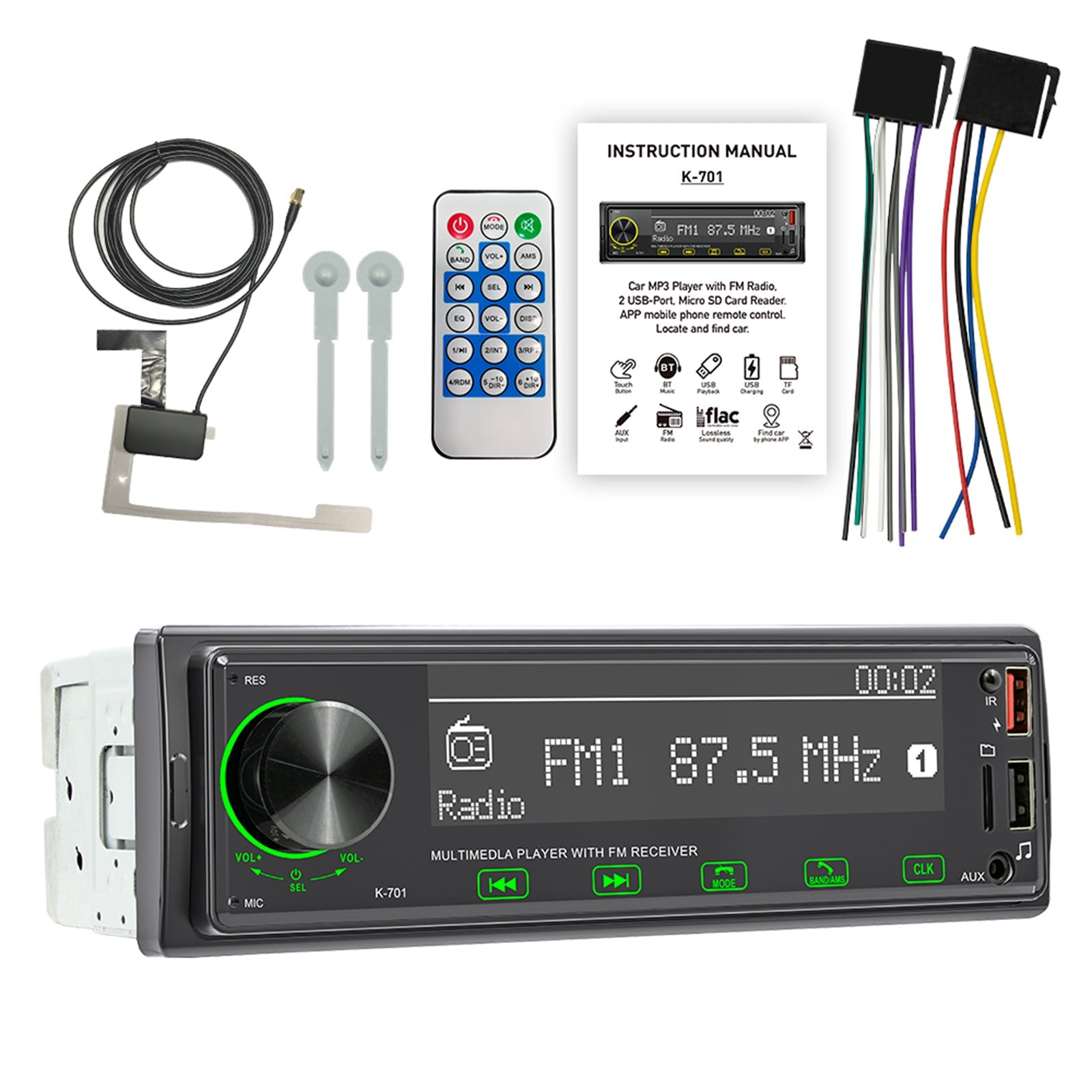 Ekran dotykowy 2.5D 1DIN Bluetooth stereofoniczne radio FM Samochodowy odtwarzacz MP3 z DAB