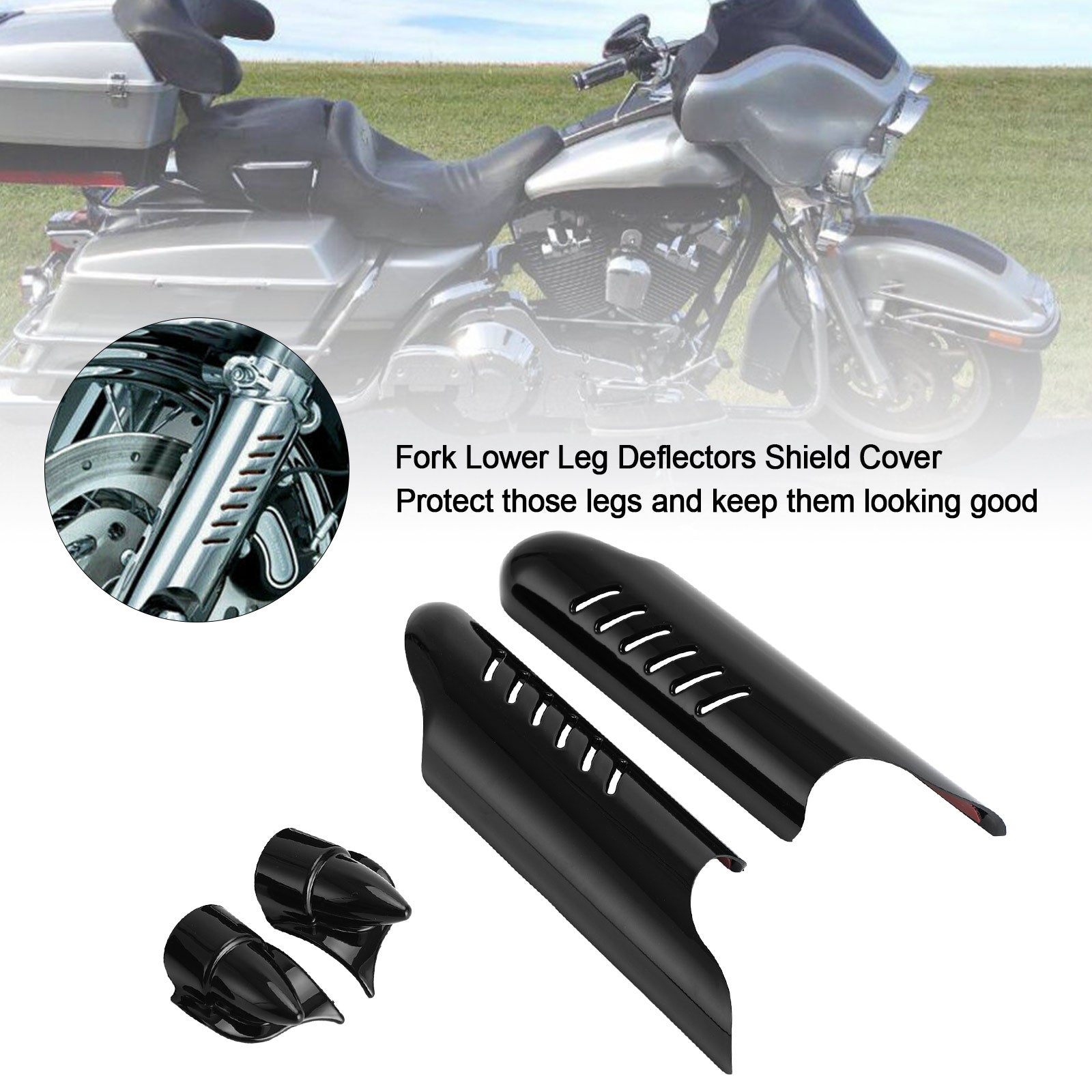 Couverture de bouclier de déflecteurs de jambe inférieure de fourche pour Touring Electra Glide FLHT 2000-2013 générique