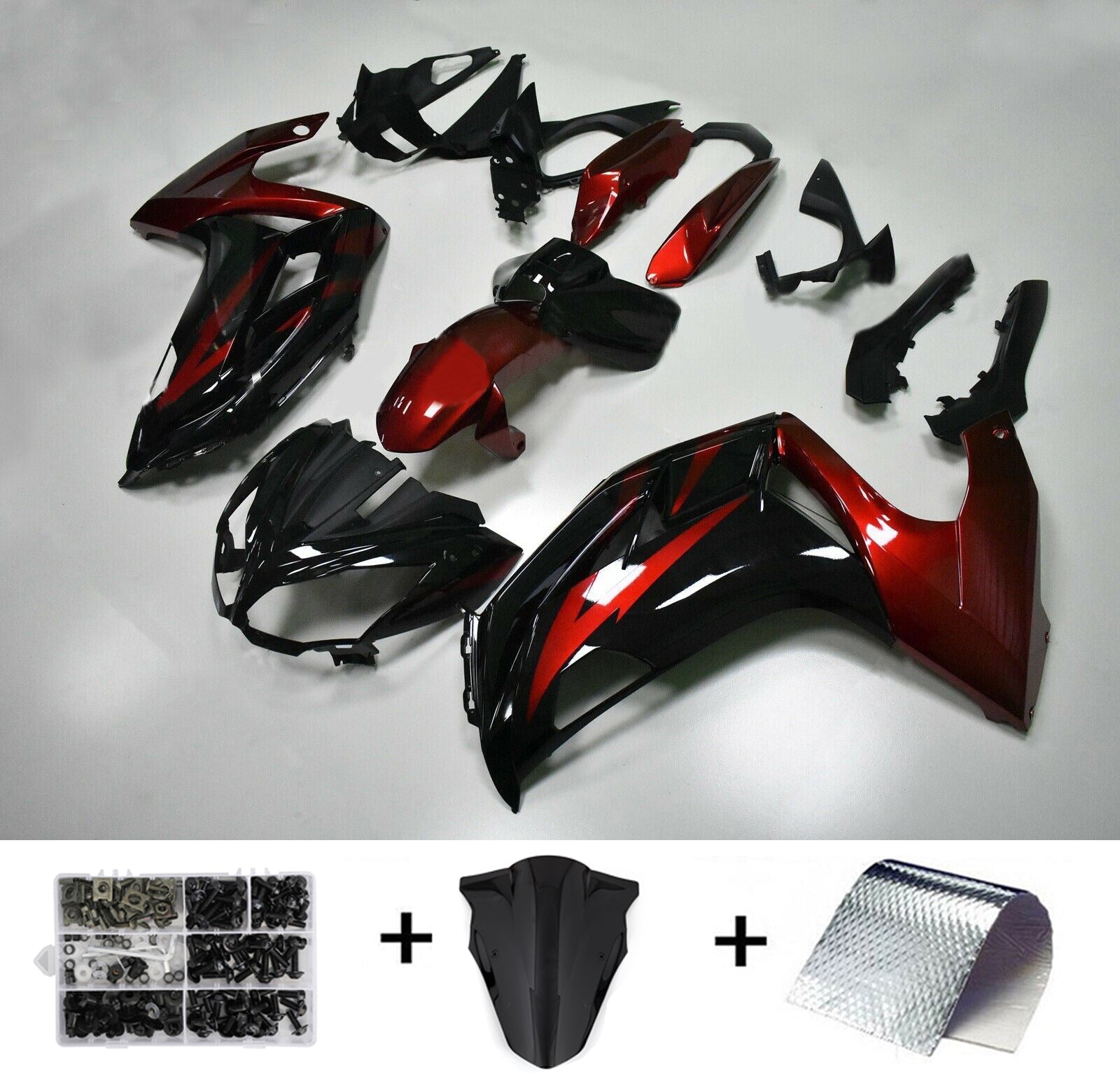 Amotopart Kit Carenatura Iniezione Plastica Adatta per Kawasaki Ninja 650 EX650 2012-2016 Rosso Nero Generico
