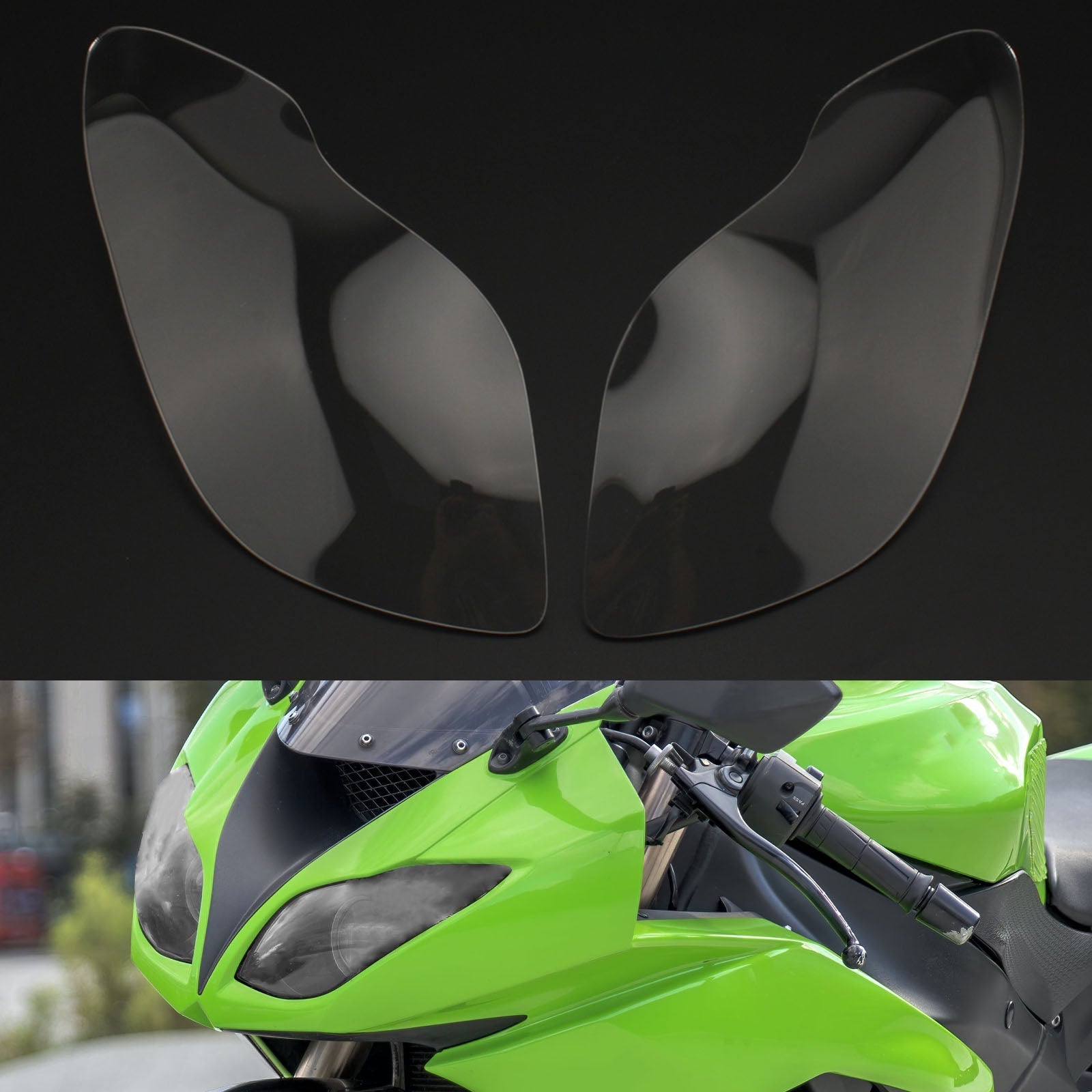 Osłona ochronna obiektywu przedniego reflektora pasuje do Kawasaki Zx-636R Zx-6R 09-18 Generic Smoke