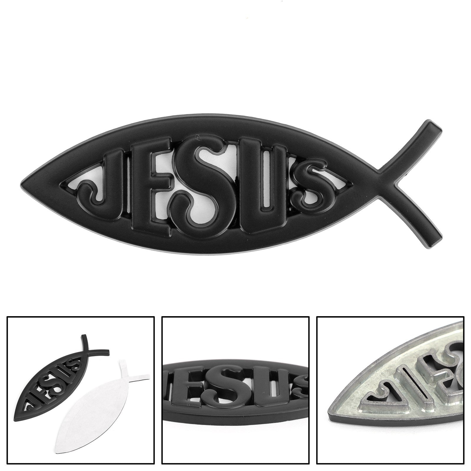 3D voiture autocollant emblème autocollant dieu religieux pour jésus chrétien poisson symbole argent