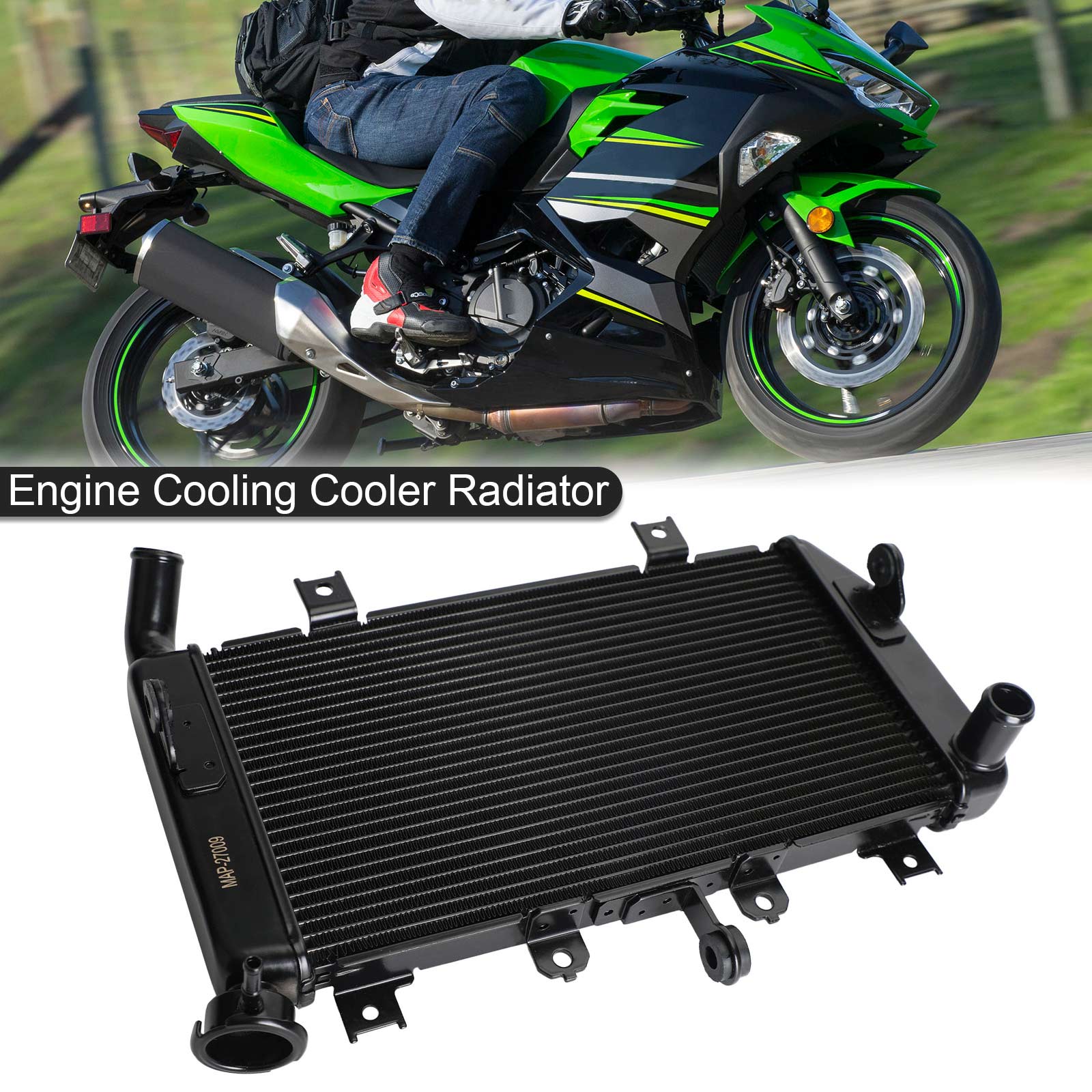Radiatore di raffreddamento motore in alluminio per Kawasaki Ninja 400 2018-2021 Generico