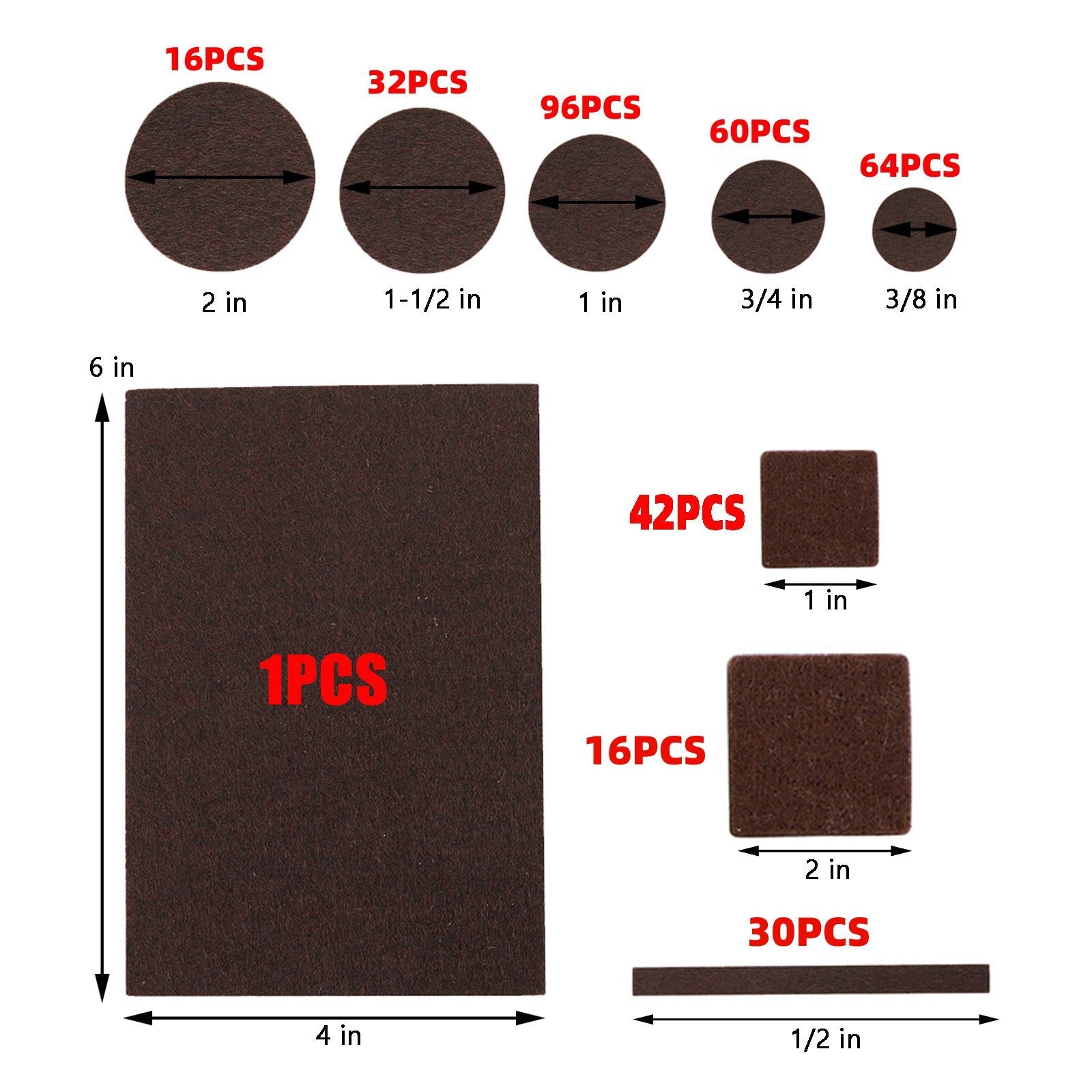 2 couleurs 357 pièces en feutre auto-adhésif pour meubles pour surfaces dures