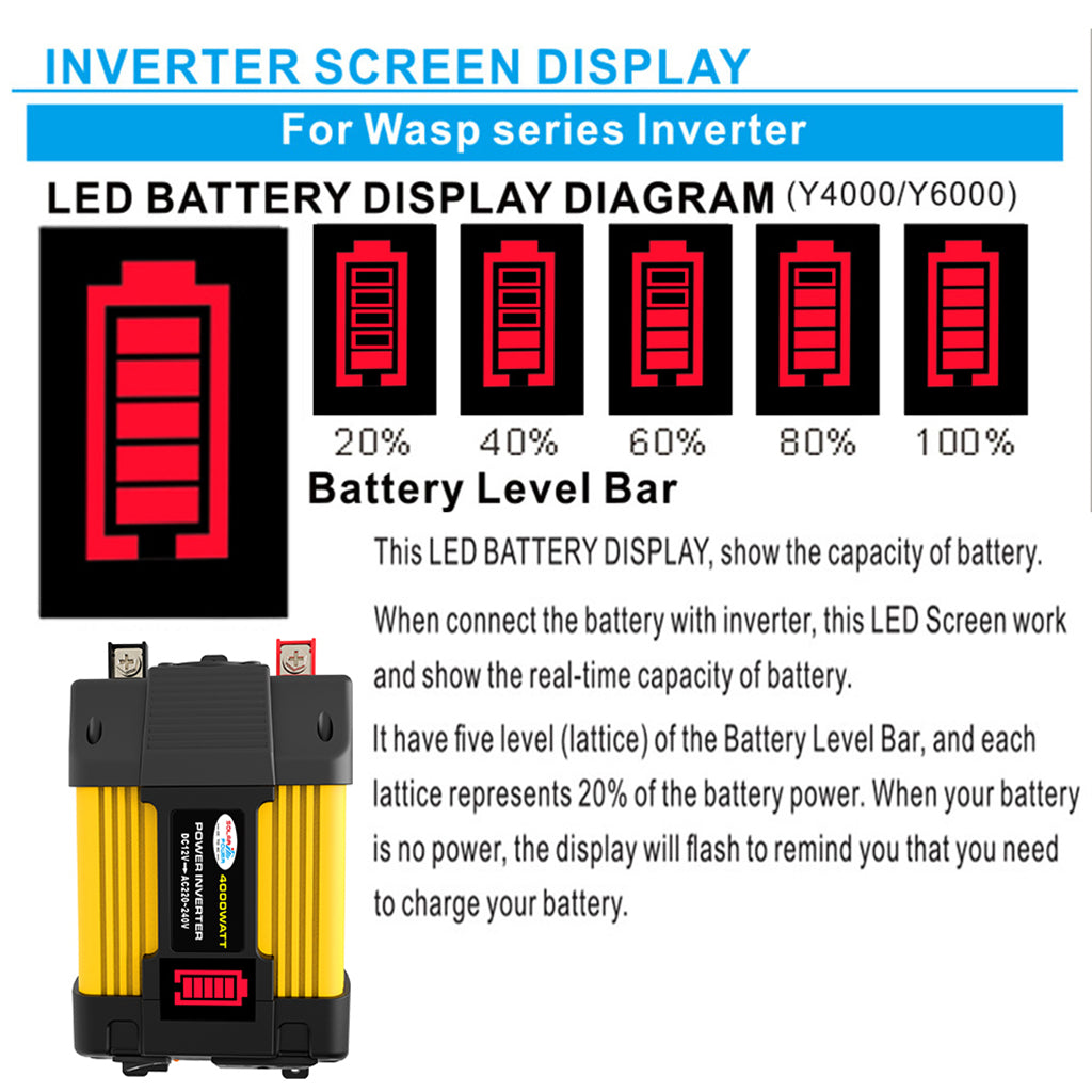 4000 W autotehon puhdas siniaaltoinvertteri LED-näytöllä DC 12V AC 220V invertteri