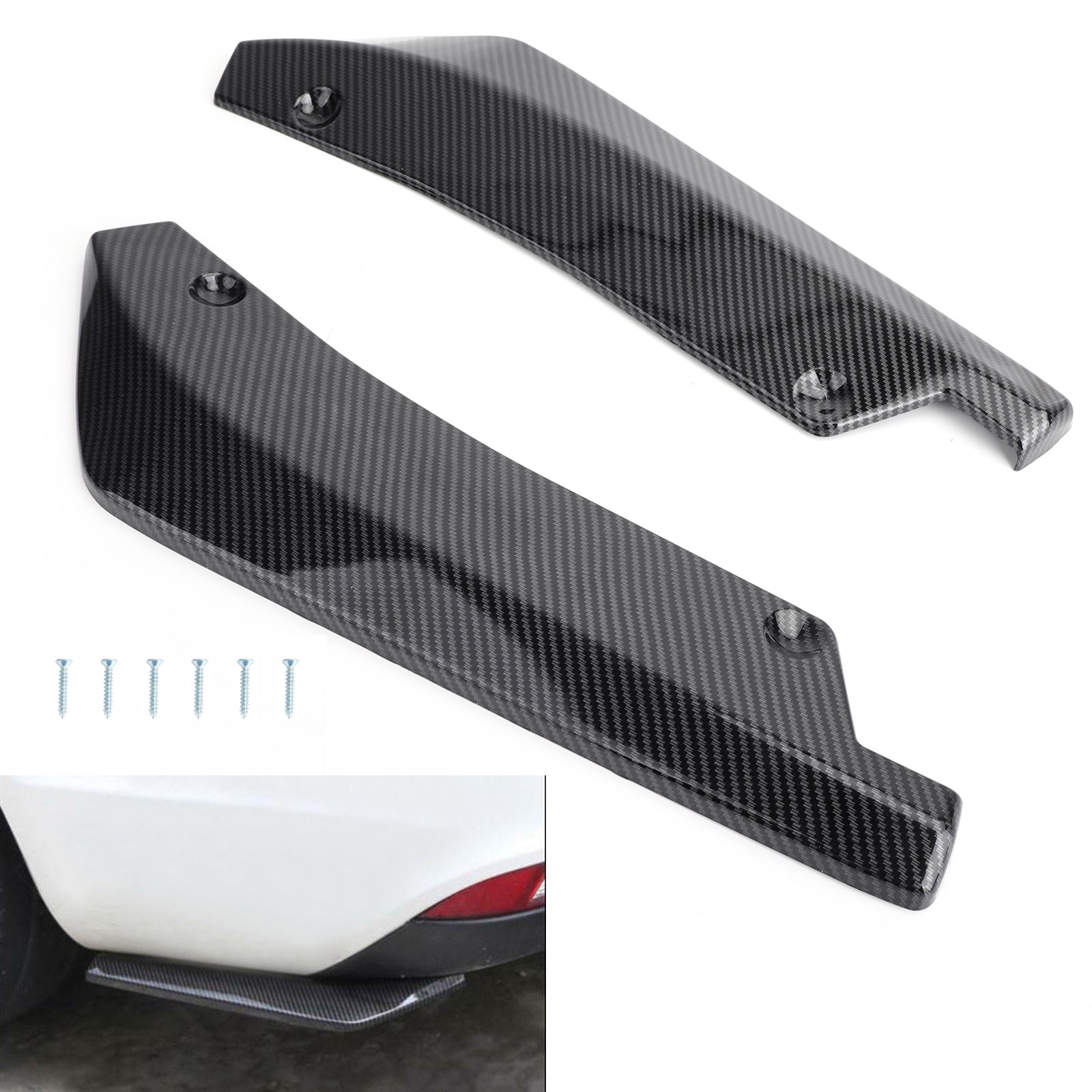 2 pièces voiture pare-chocs arrière aileron Canard séparateur diffuseur Valence Spoiler lèvre en Fiber de carbone Look générique