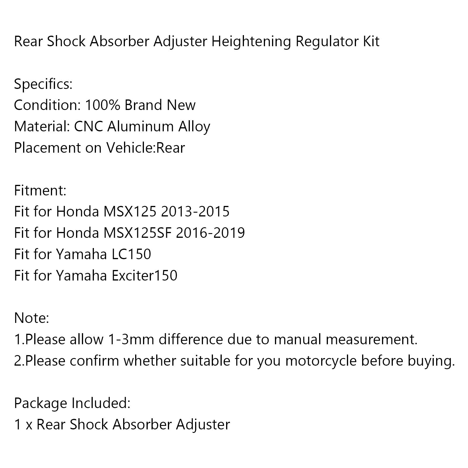 Kit de regulador de elevación de ajuste de amortiguador trasero para Honda MSX125 MSX125SF