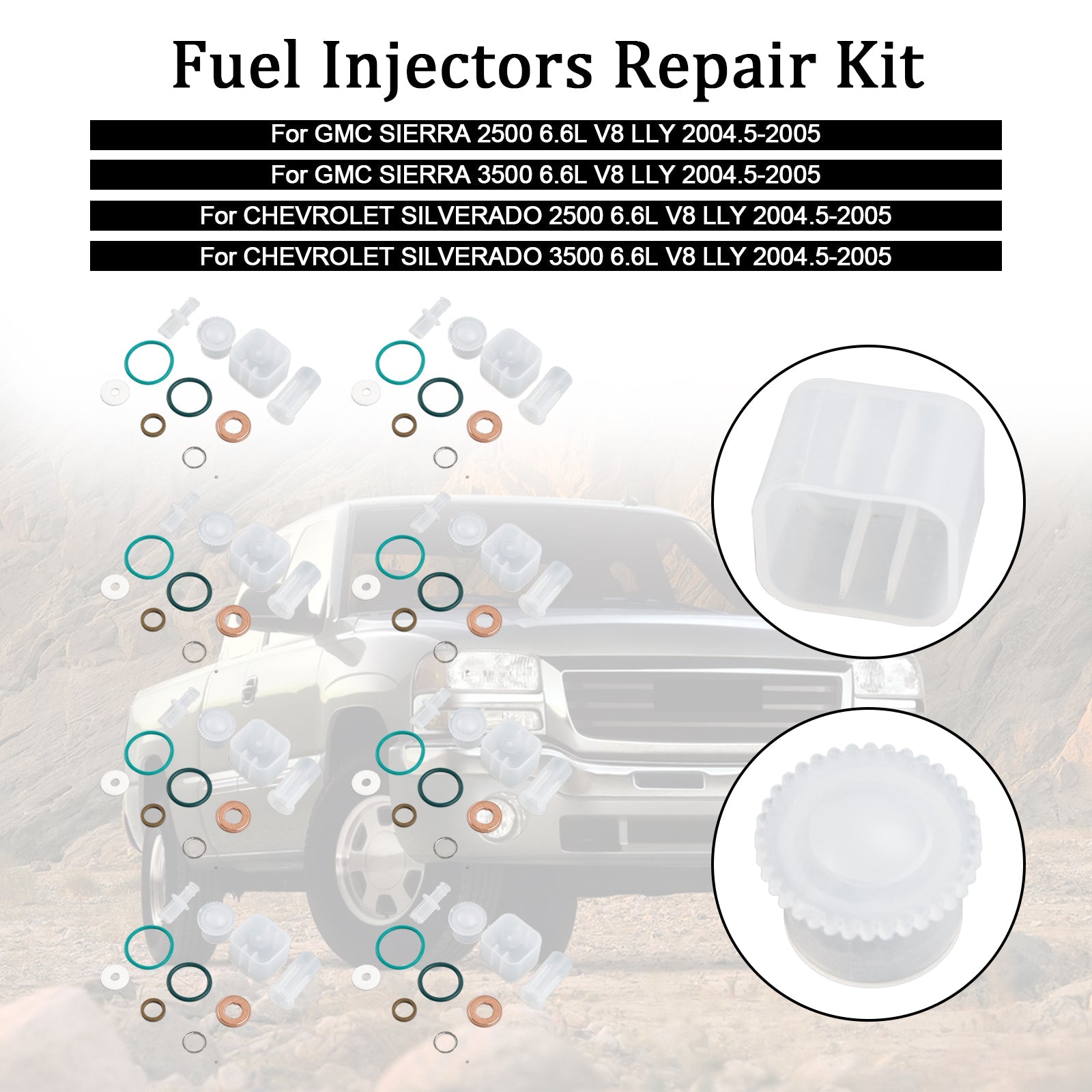 Kit de reparación de inyectores de combustible de 8 piezas para Chevy GMC Duramax 6.6L 2004-2005 Diesel