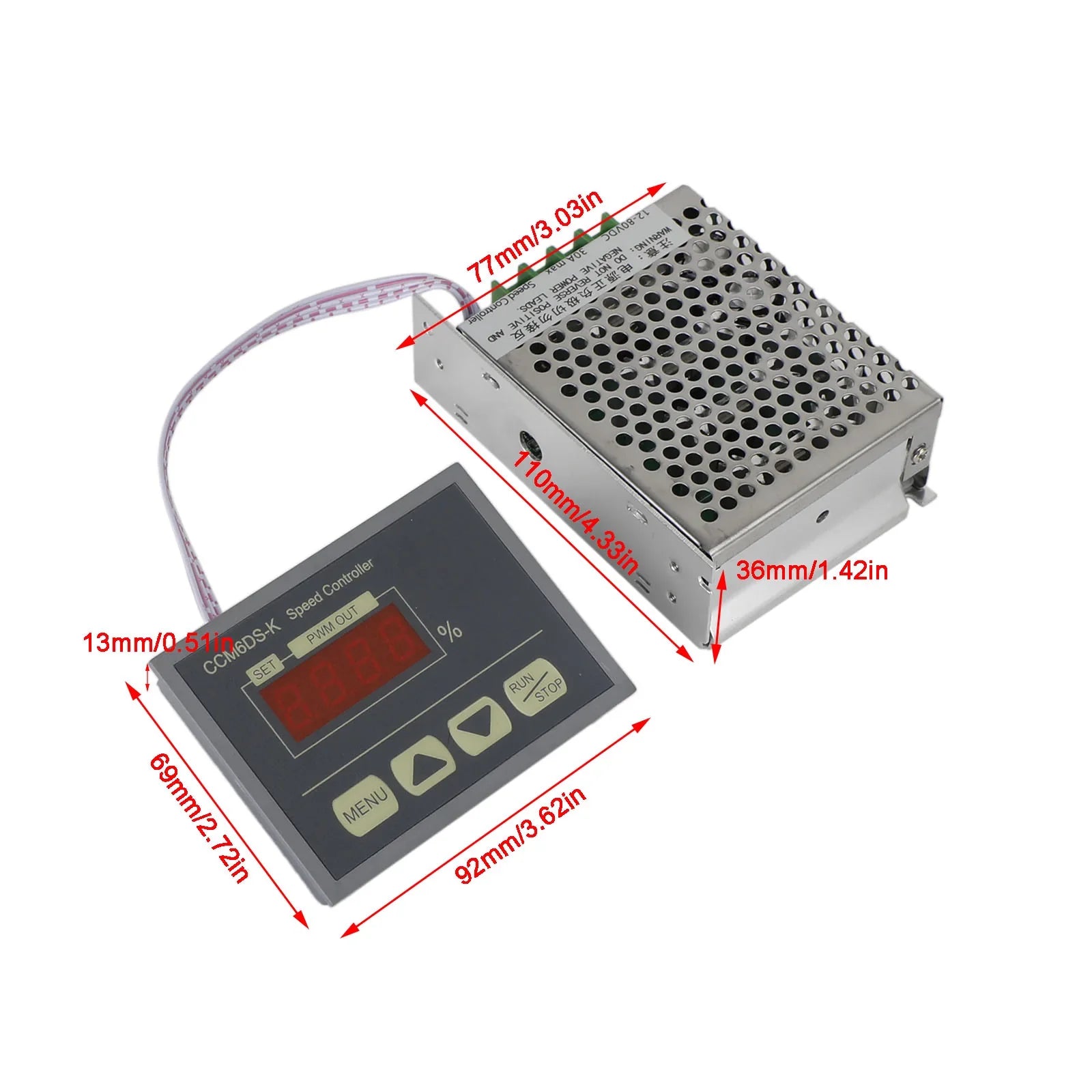 Regulador de velocidad del motor de CC 12-80V 30A PWM con panel de visualización digital