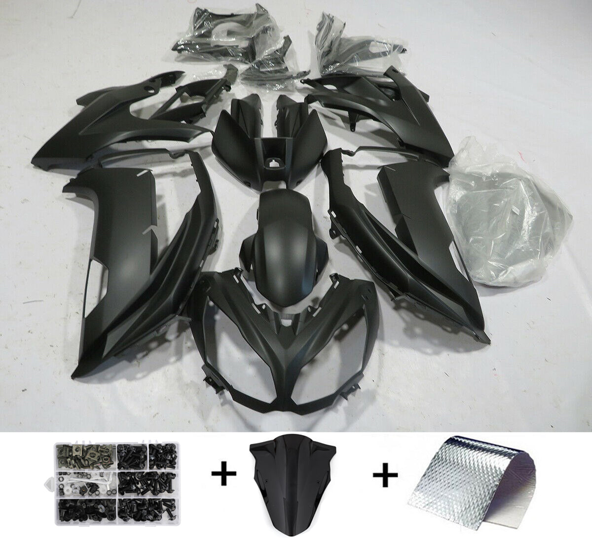 Amotopart Injection Carénage Kit Plastique Fit pour Kawasaki Ninja 650 EX650 2012-2016 Noir Generic