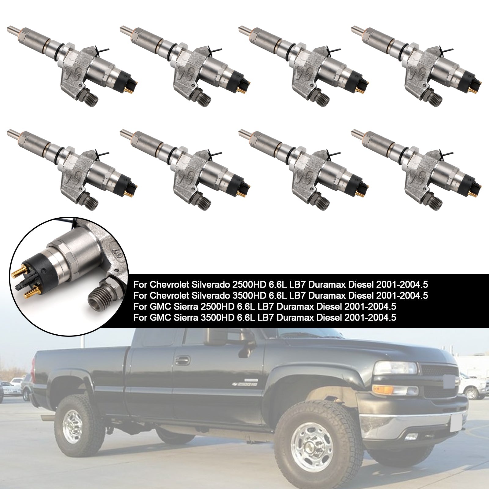 8 inyectores de combustible 0445120008 para Duramax Fit Chevy Silverado 2001-2004,5
