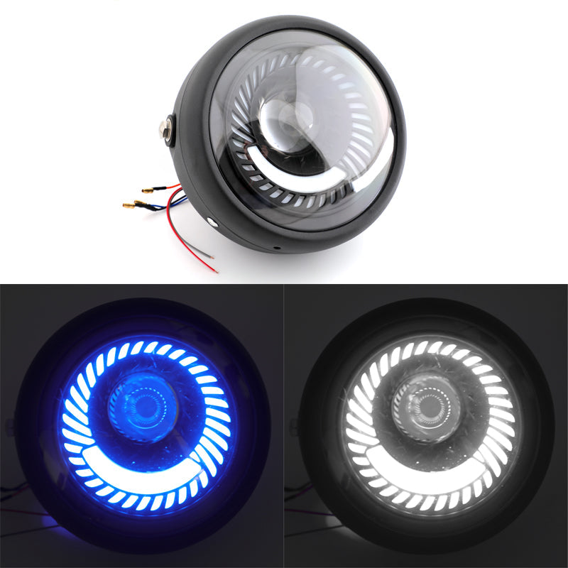 6.5'' Moto Phare Universel Bleu/Blanc LED Pour Café Racer Personnalisé Générique