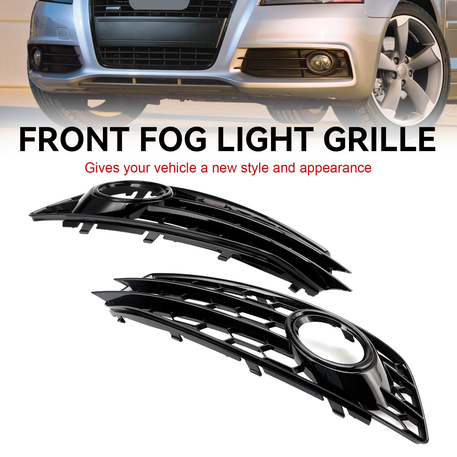 Audi A3 8P S-Line 2009-2012 Couverture de grille de phare antibrouillard de pare-chocs avant en nid d'abeille