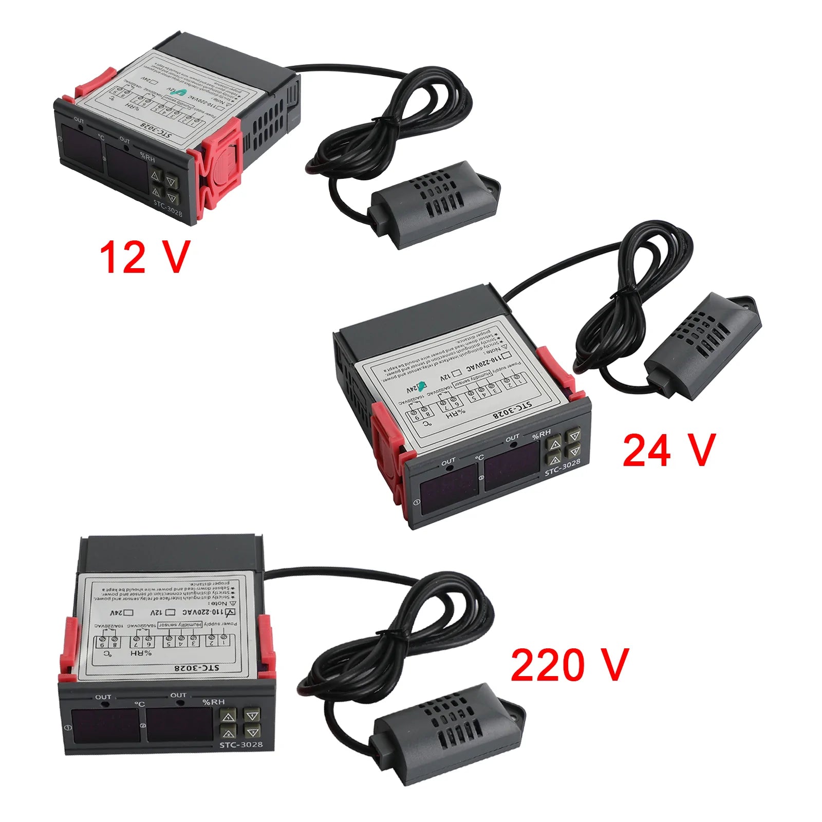 STC-3028 Controlador digital de temperatura y humedad con pantalla dual Termostato + sonda