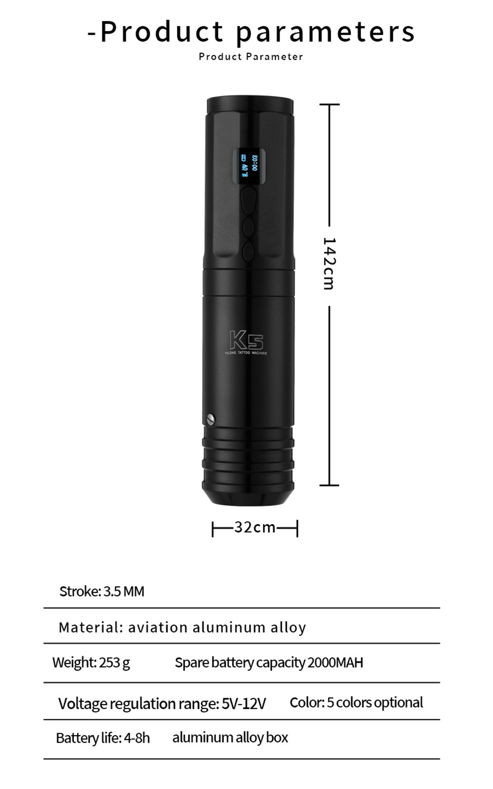 Máquina de maquillaje con motor de corte de pluma de batería rotativa de tatuaje inalámbrico LED