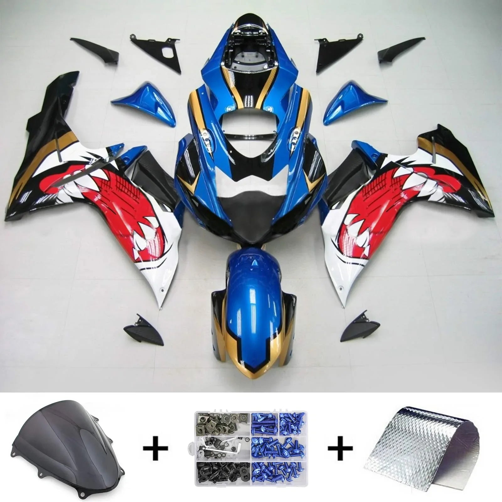 Amotopart Suzuki GSXR 600/750 2011-2021 K11 Carénage Kit Carrosserie Plastique ABS