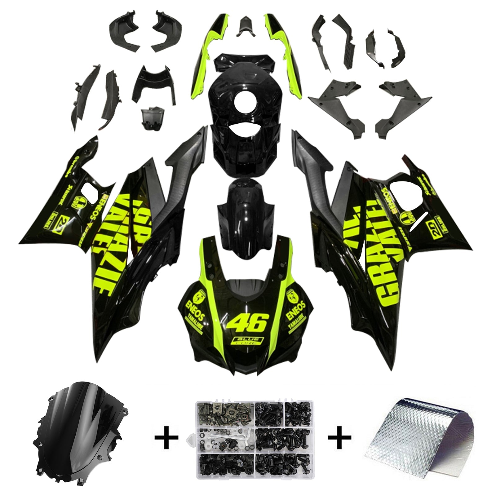 Amotopart Kit carena carrozzeria in plastica ABS per Yamaha YZF-R3 R25 2019-2021
