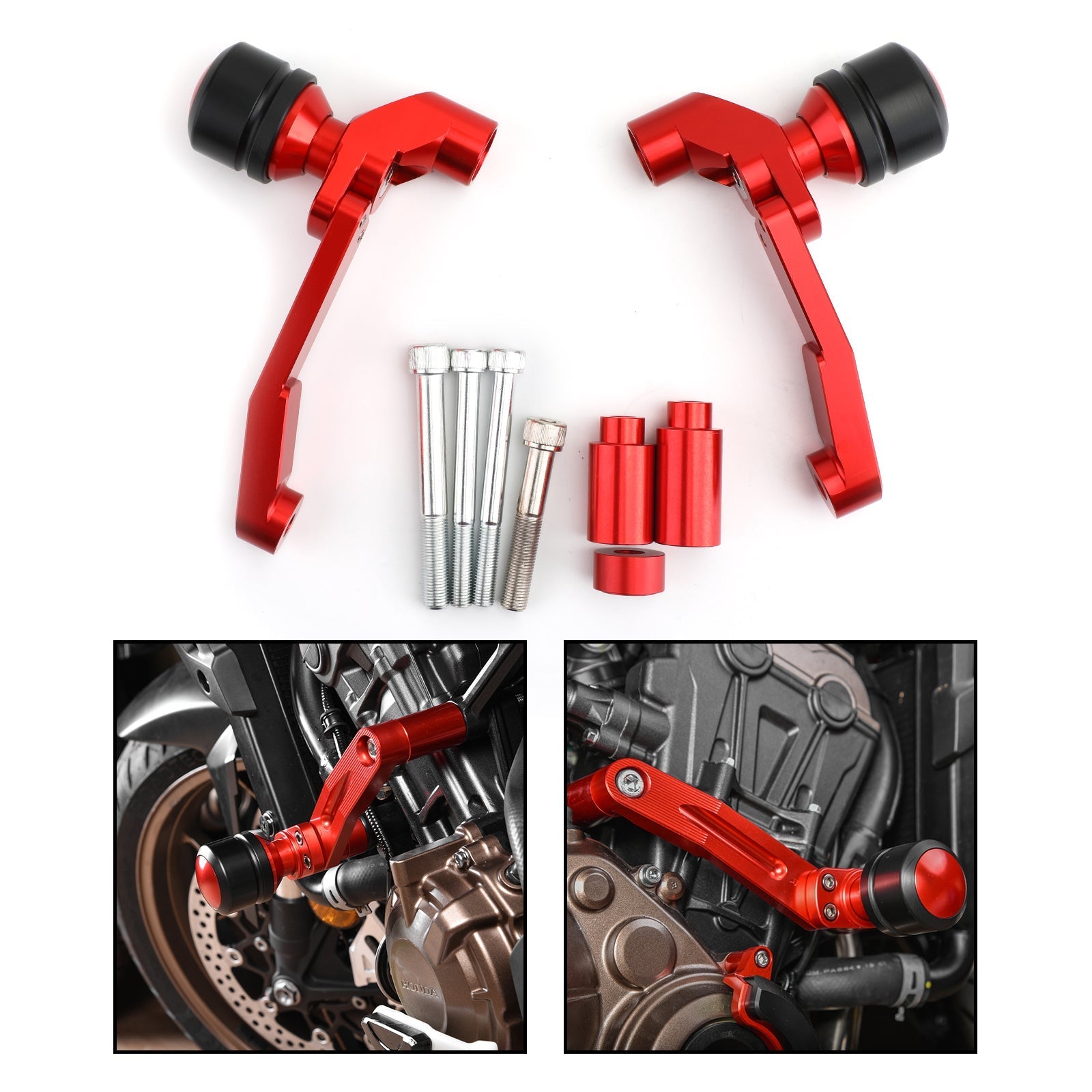 Kit de protections contre les collisions de châssis moteur pour Honda CB650R 2019-2021 Rouge Generic