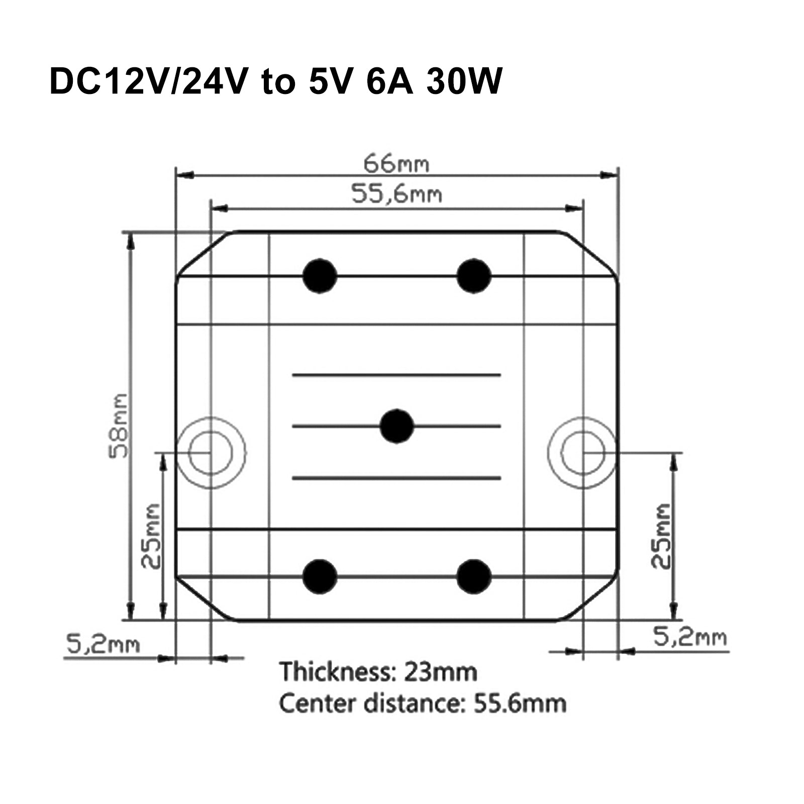 Regolatore di tensione CC Convertitore step-down DC 12/24V a 5V 6A 30W Riduttore step-down
