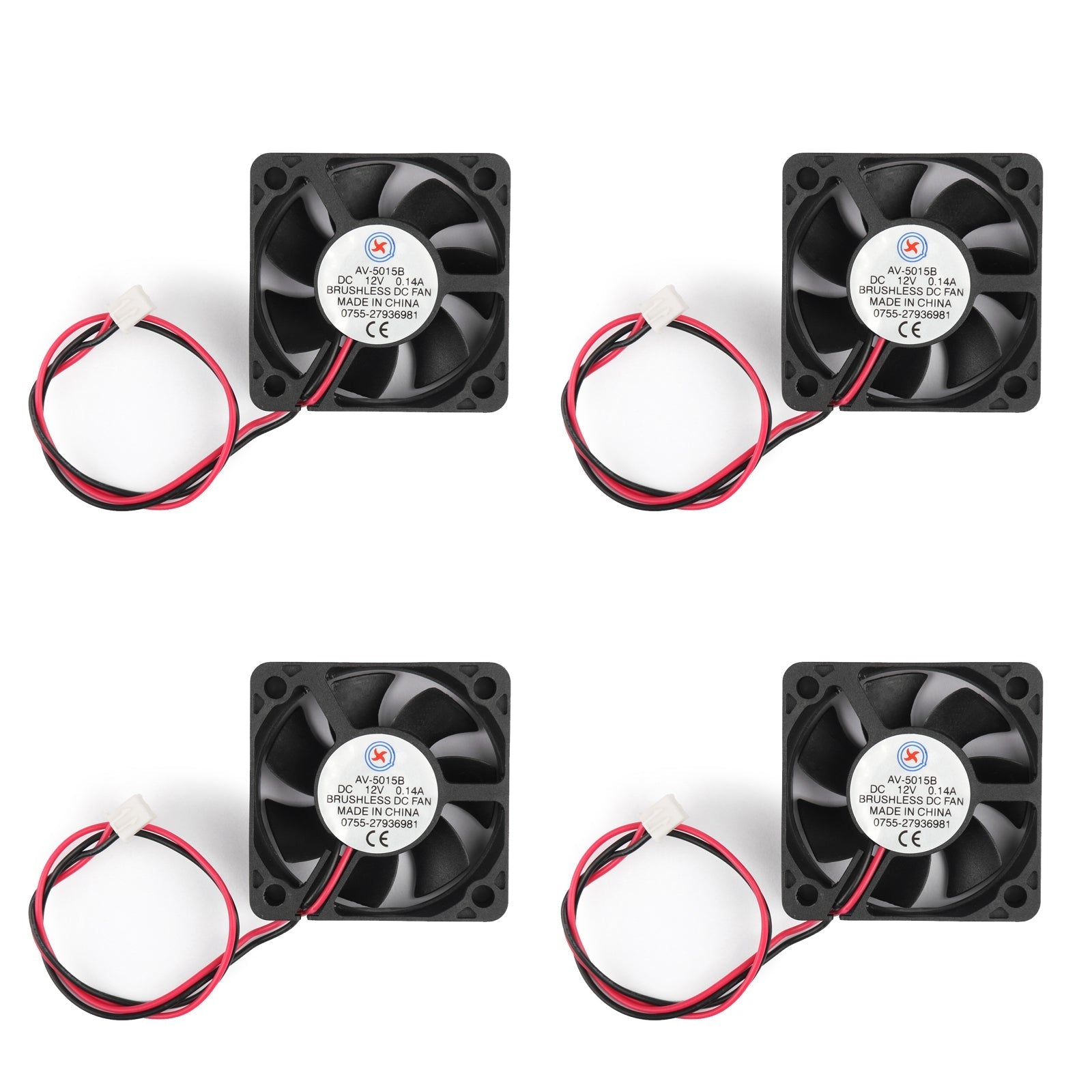 4 pièces DC Brushless refroidissement PC ordinateur ventilateur 12V 5015B 50x50x15mm 0.14A 2 broches fil