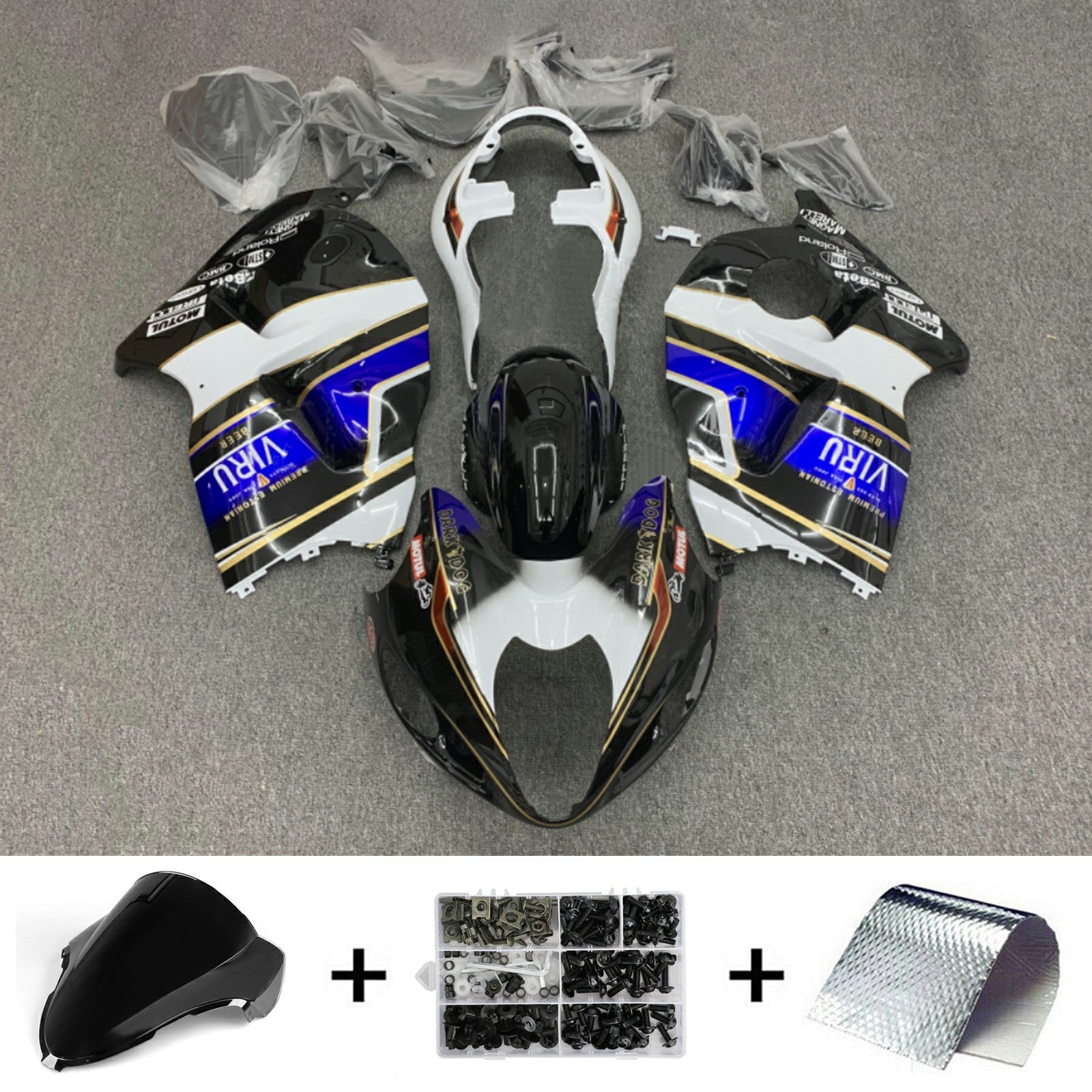 Amotopart Suzuki Hayabusa GSX1300R 1999-2007 Kit de carénage carrosserie plastique ABS