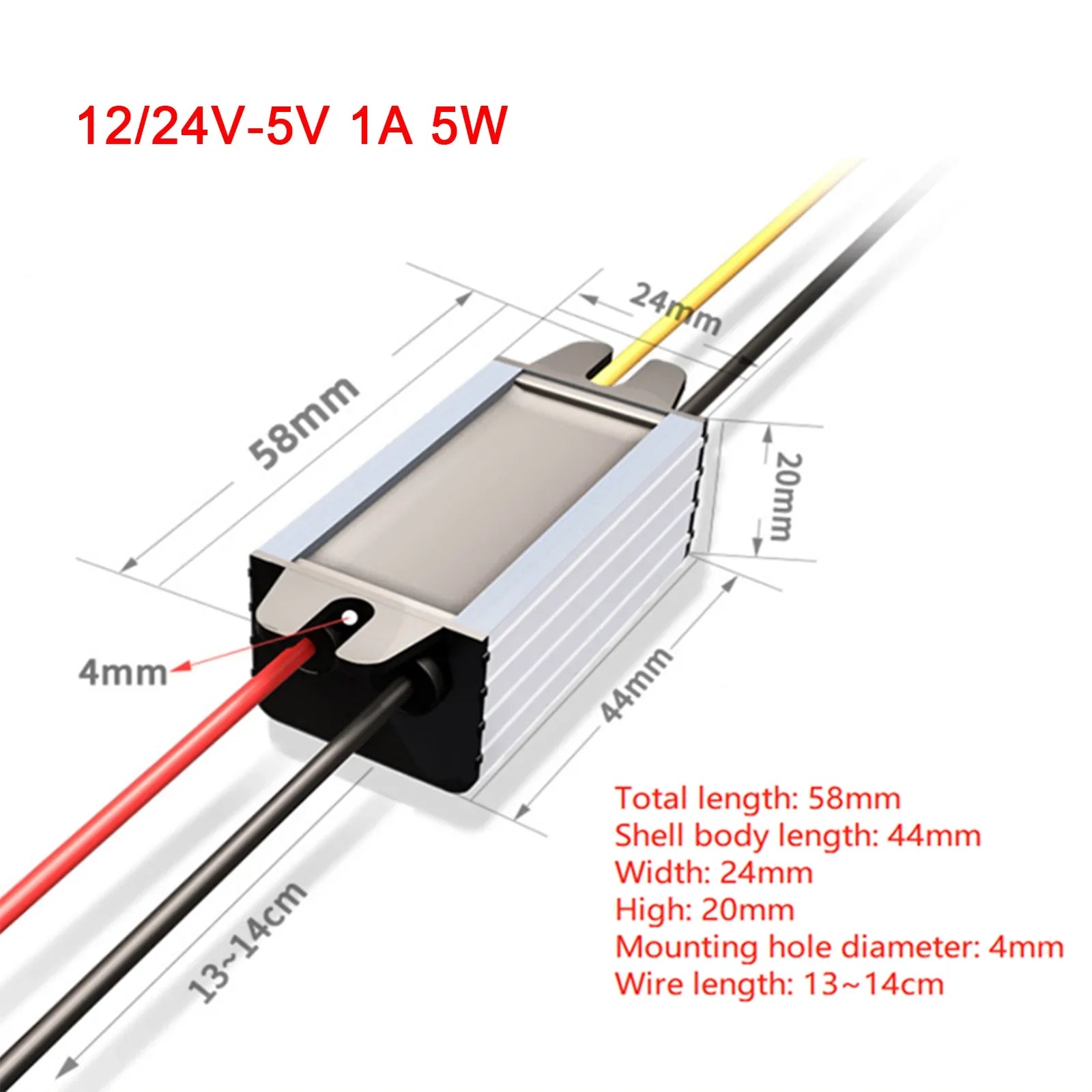 1 ~ 5A étanche convertisseur DC/DC régulateur d'alimentation 12V/24V abaisseur à 5V