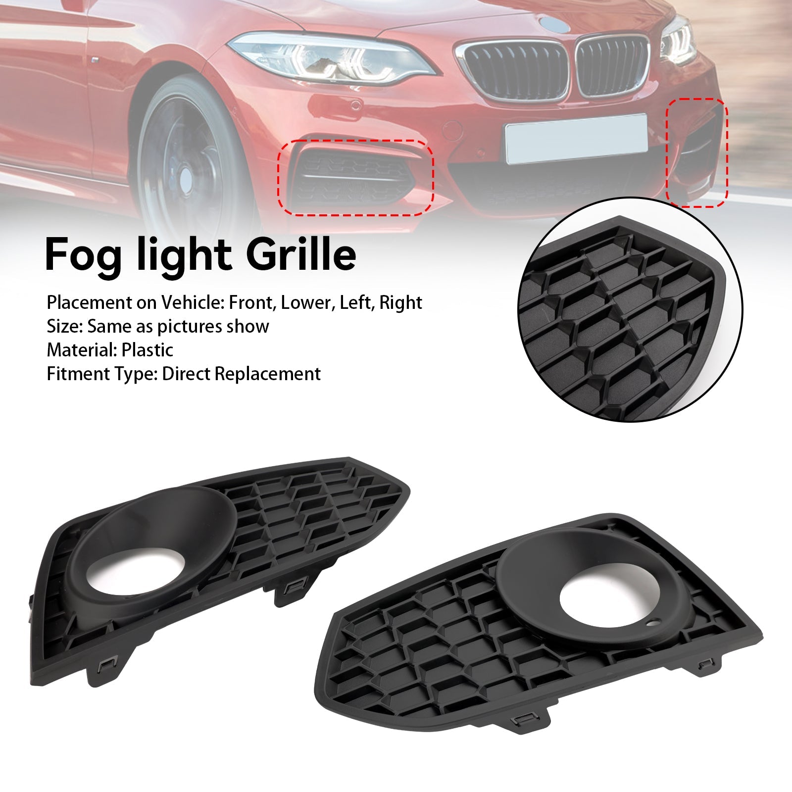 BMW Serie 2 F22 F23 M Sport 2 pezzi Griglia fendinebbia paraurti anteriore