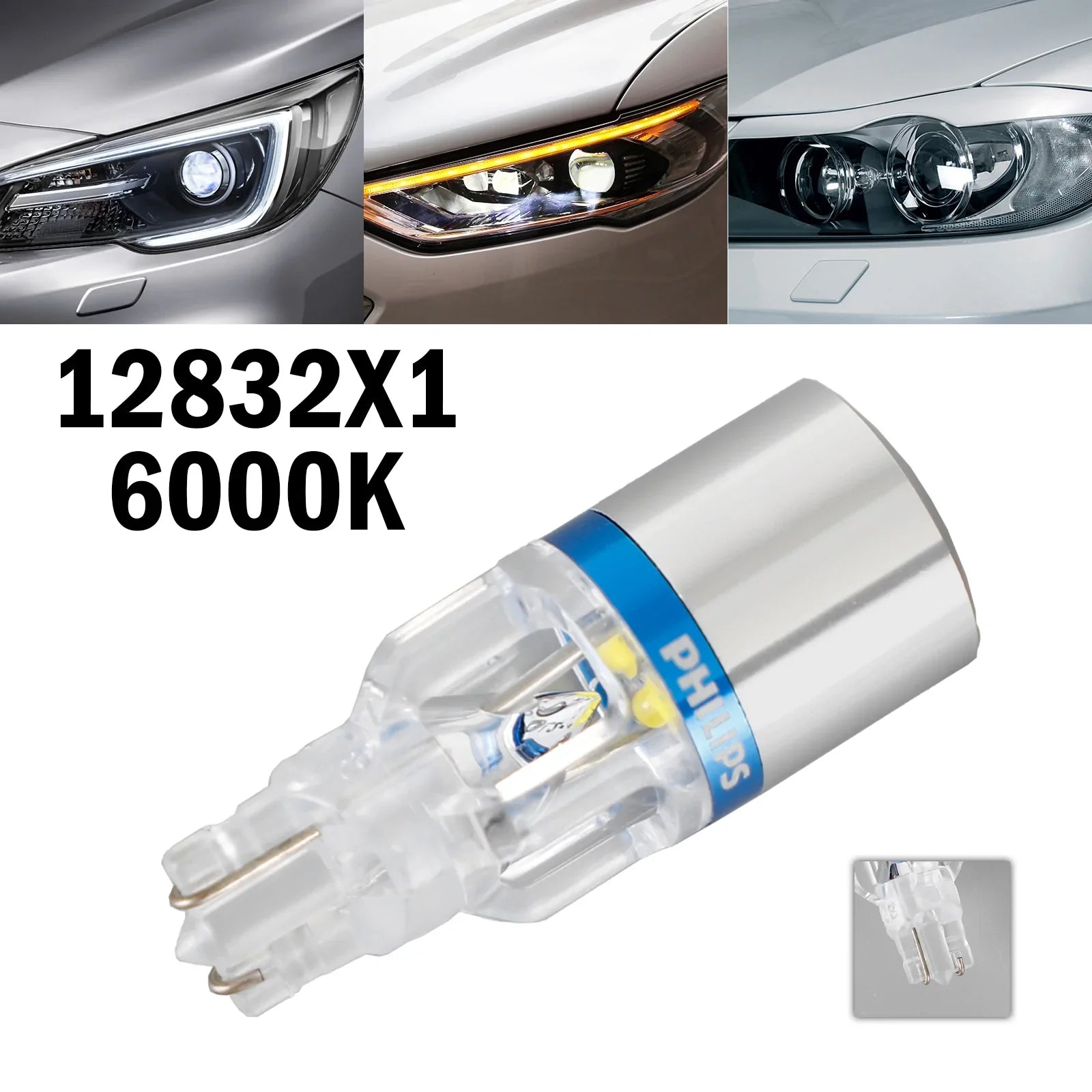 Per Philips 12832X1 Auto X-treme Ultinon LED T16 12V3W 200LM 6000K W2.1*9.5D